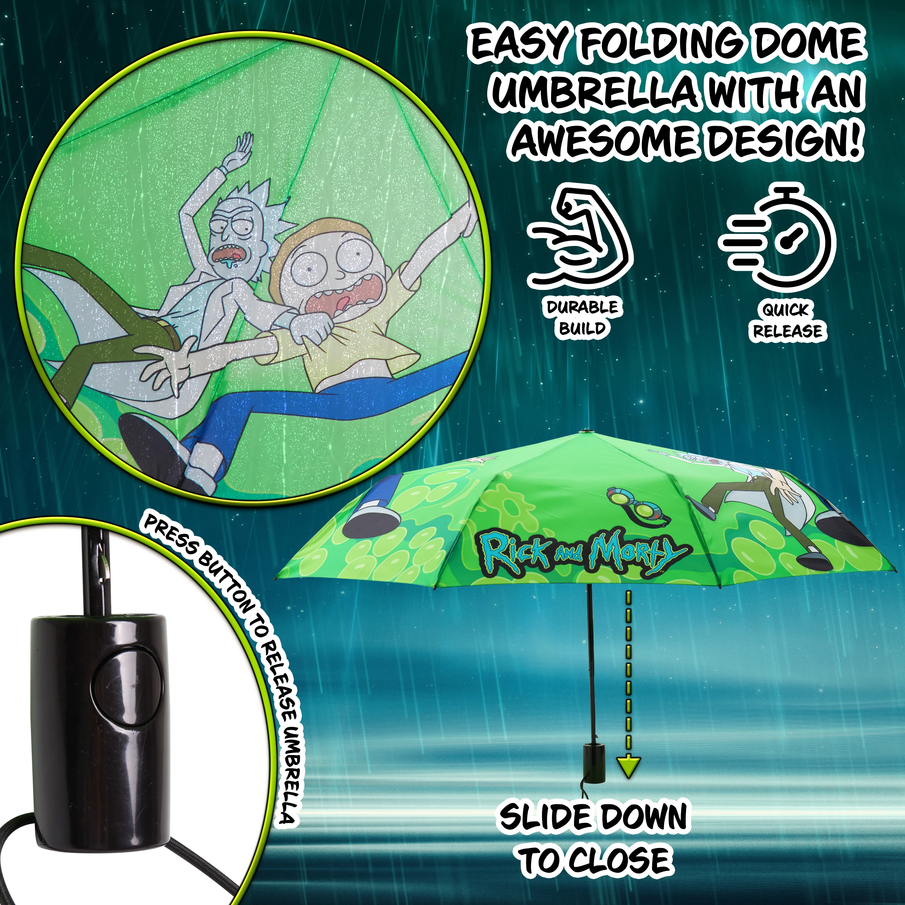 RICK AND MORTY Folding Umbrella for Adults and Teenagers, Folding Telescopic Umbrella - Image 5