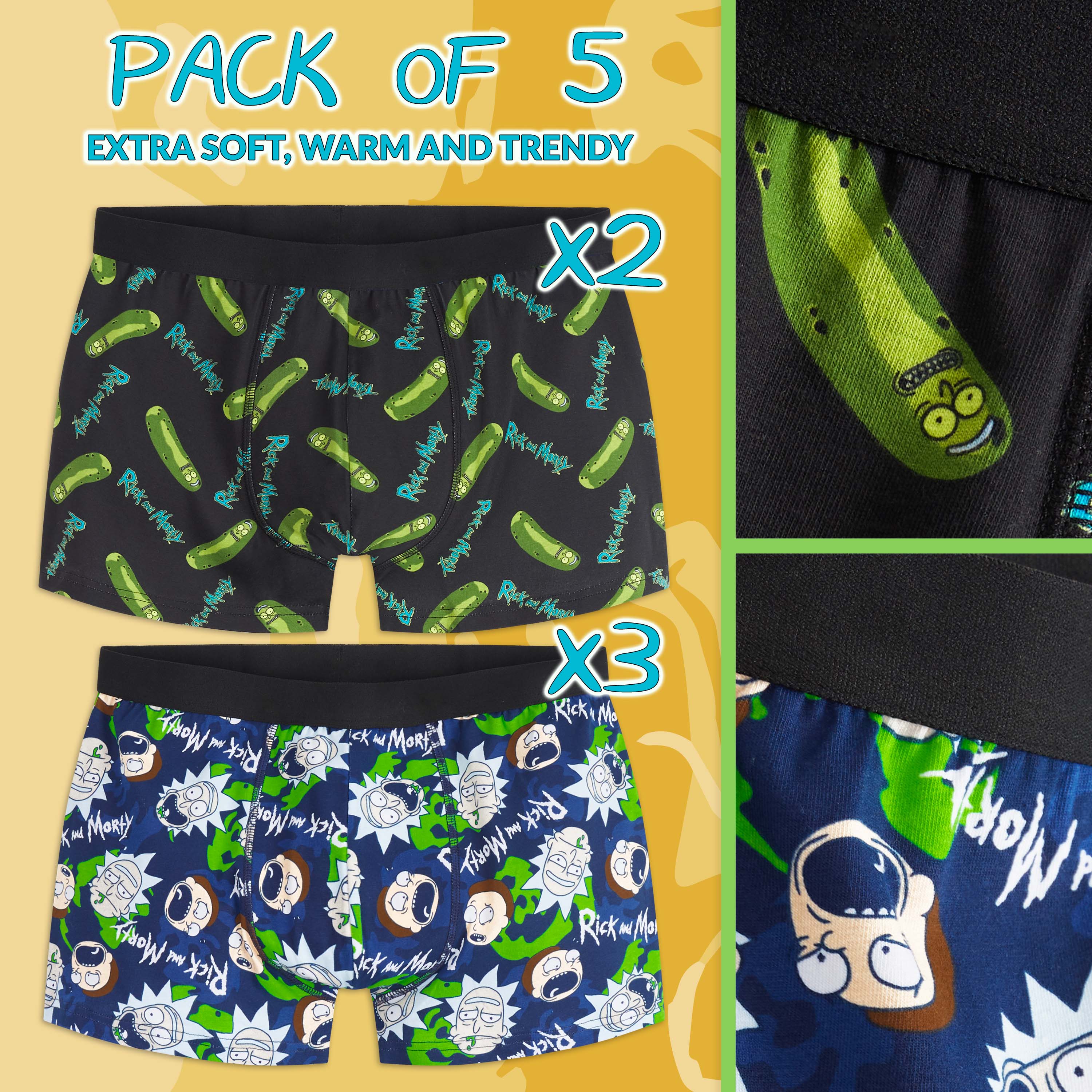 RICK AND MORTY Mens Boxers Shorts Multipack Underwear (5 Pack) - Image 3