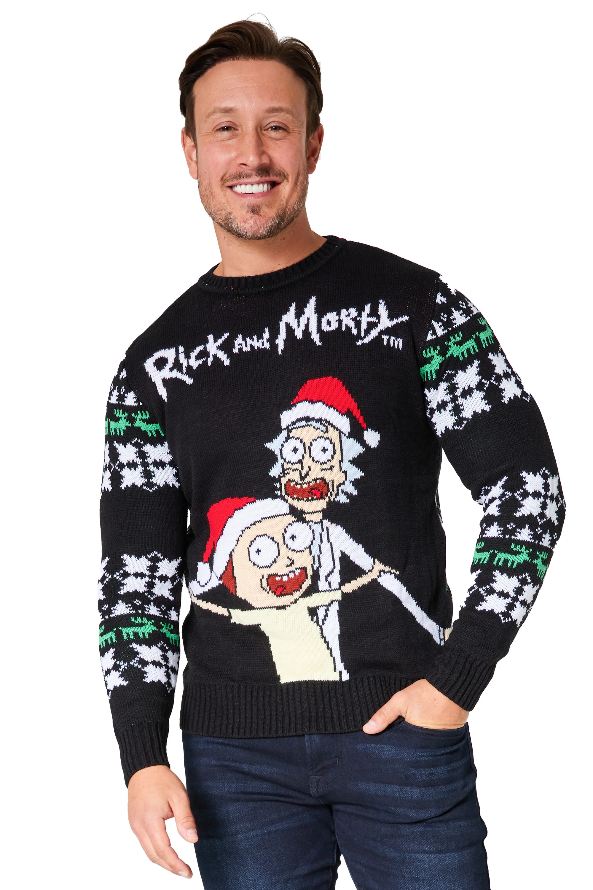 Rick and Morty Mens Christmas Jumper, Warm Funny Xmas Sweater - Mens Gifts