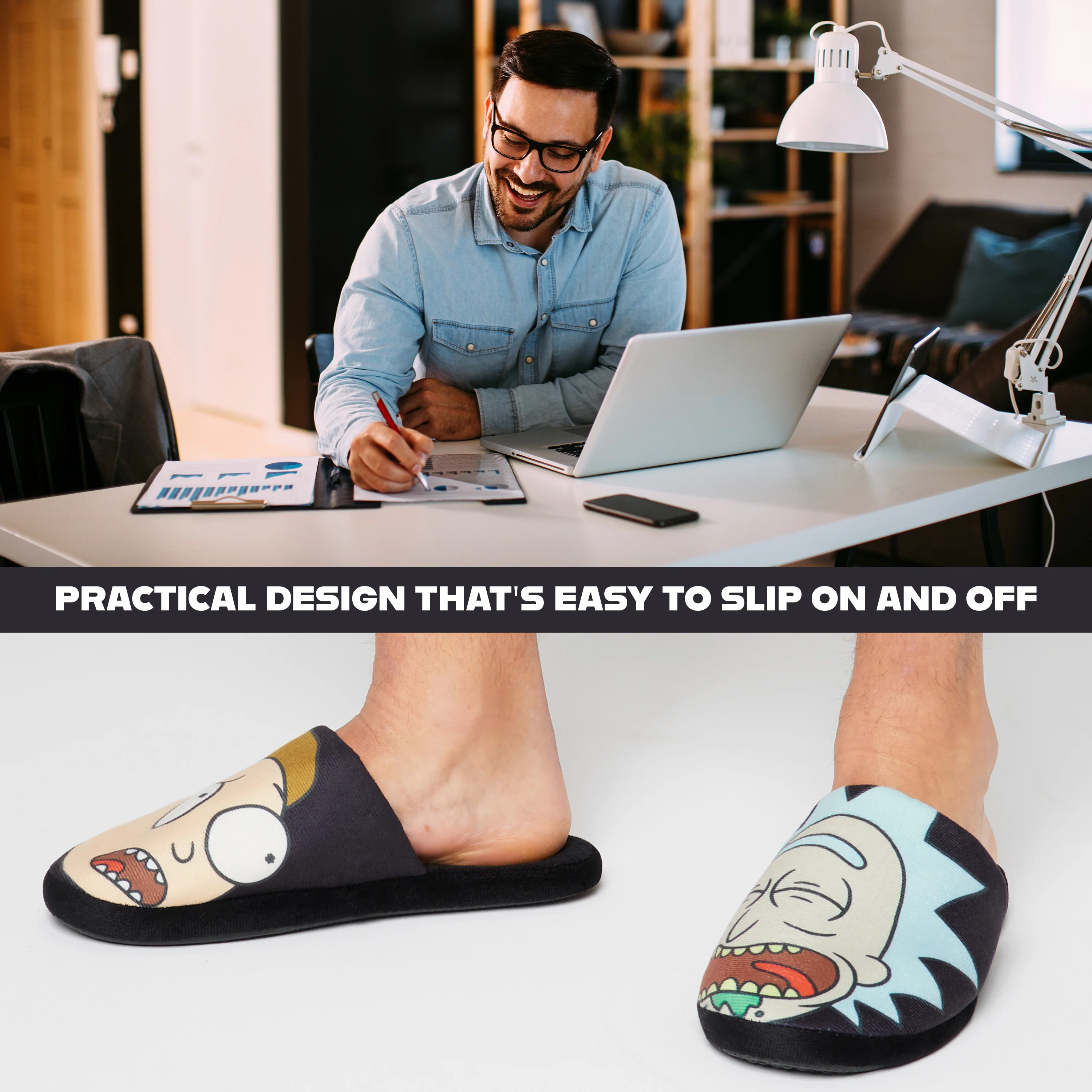 RICK AND MORTY Men's Slippers - Indoor House Shoes Teenagers Mens Sliders Size 7-12 - Image 3