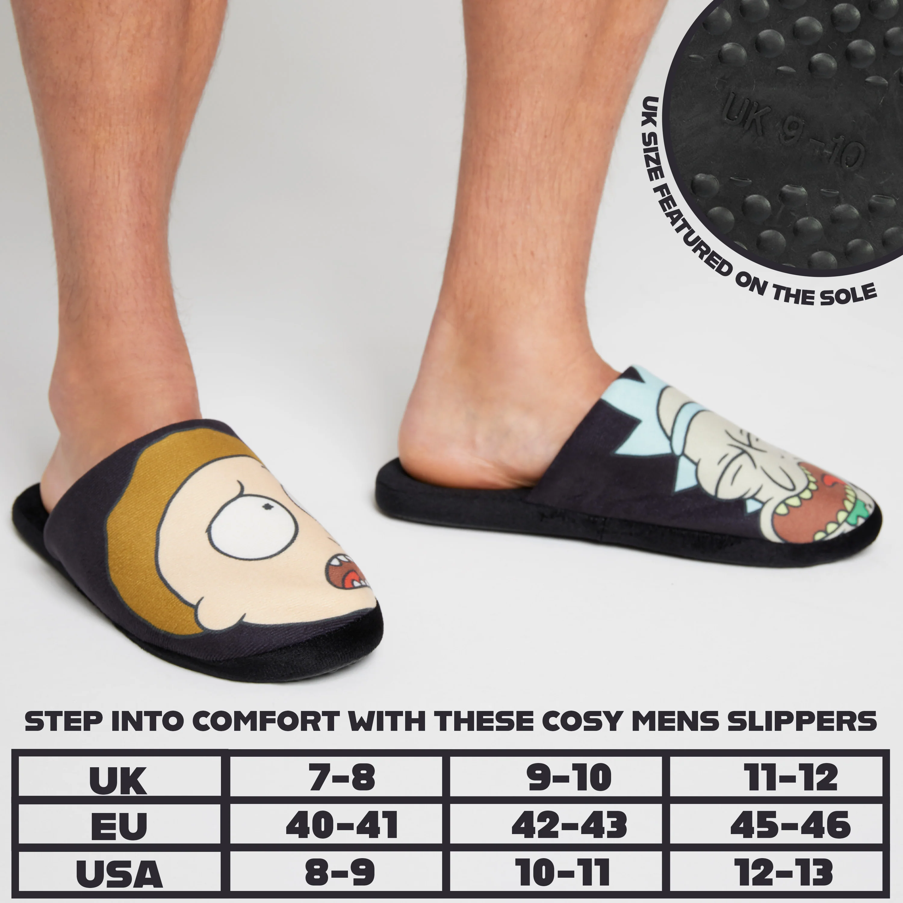 RICK AND MORTY Men's Slippers - Indoor House Shoes Teenagers Mens Sliders Size 7-12 - Image 6