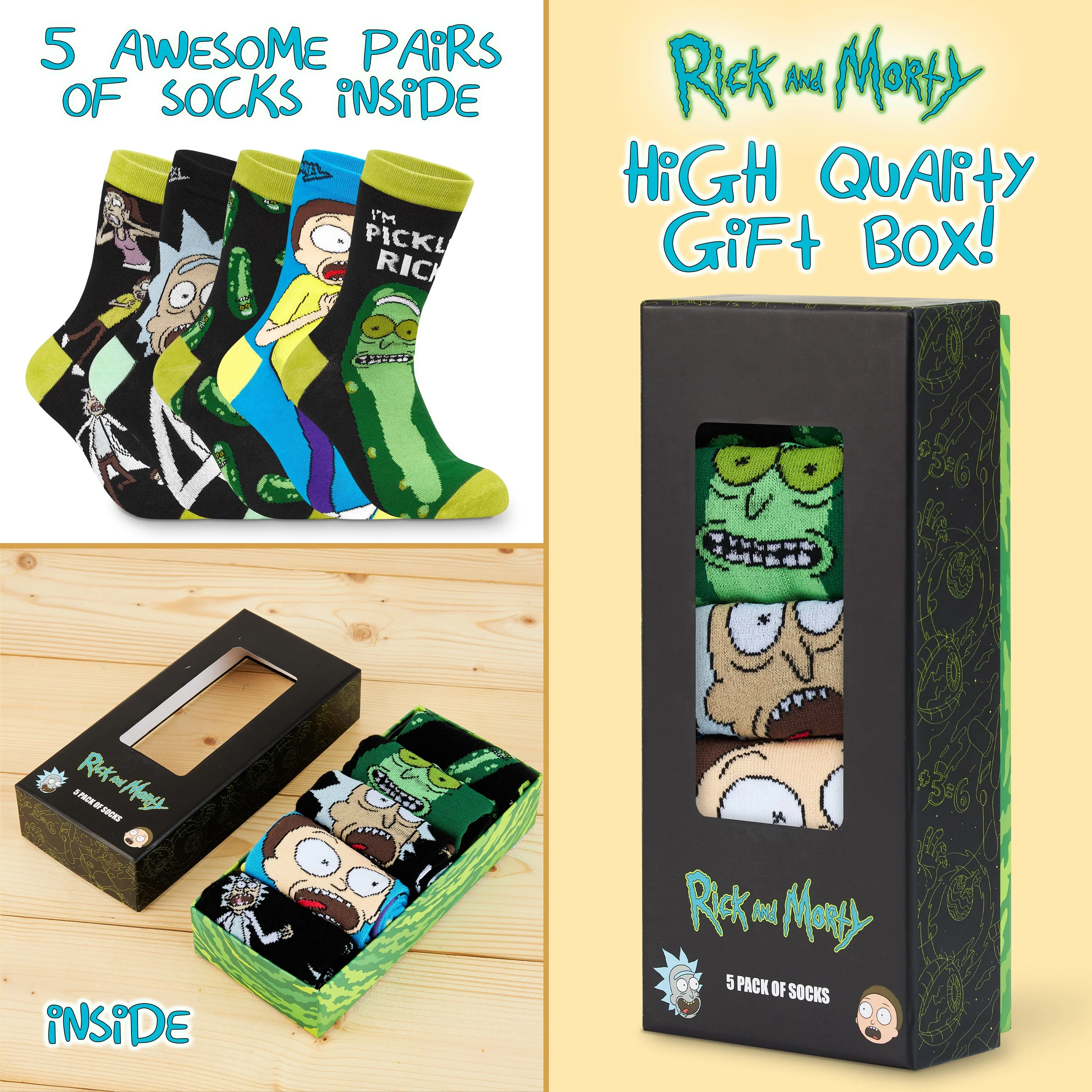RICK AND MORTY Mens Socks, 5 Pack Socks for Men, Rick and Morty Merchandise - Image 5