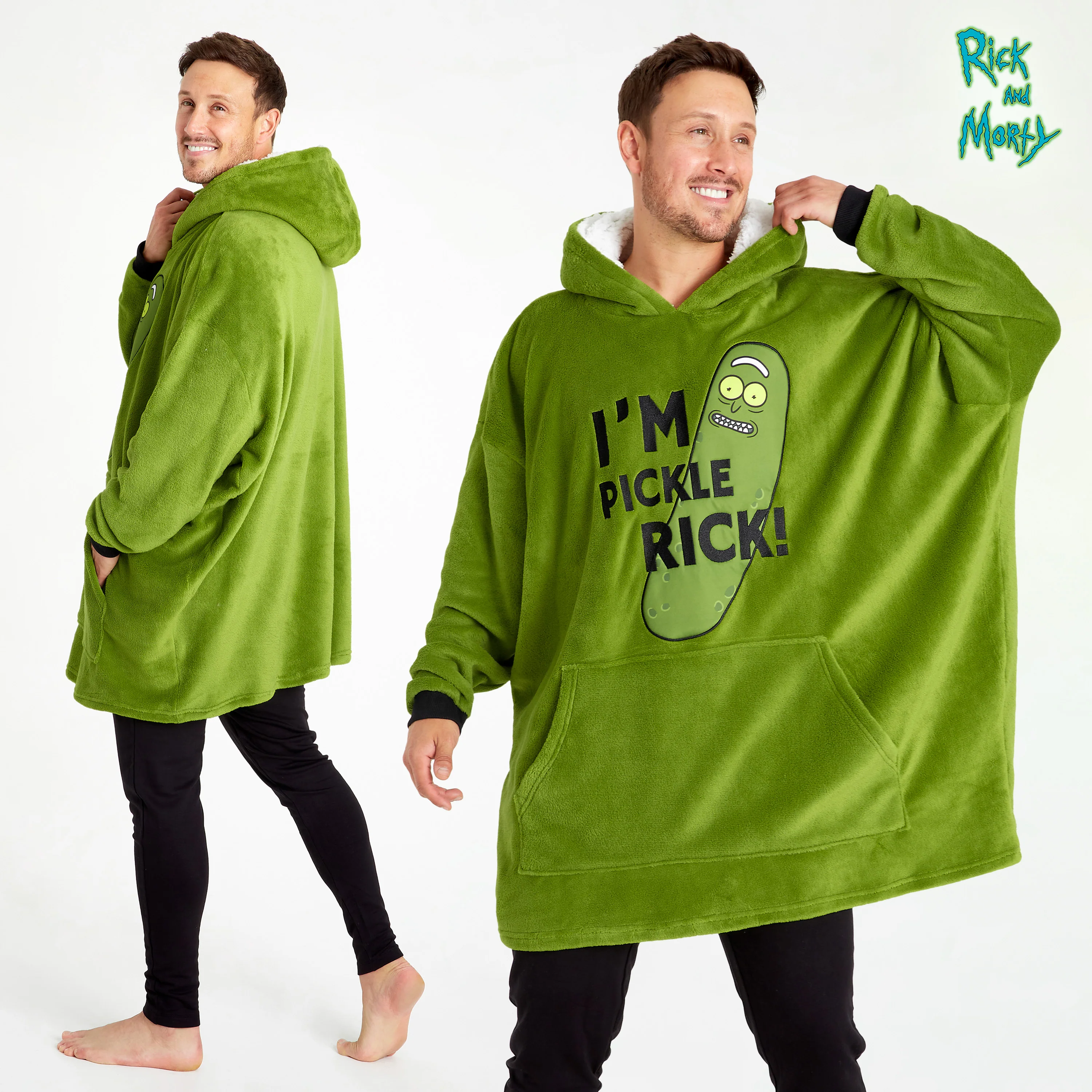 Rick and Morty Oversized Hoodie Blanket for Men, Rick and Morty Gifts (Green) - Image 5