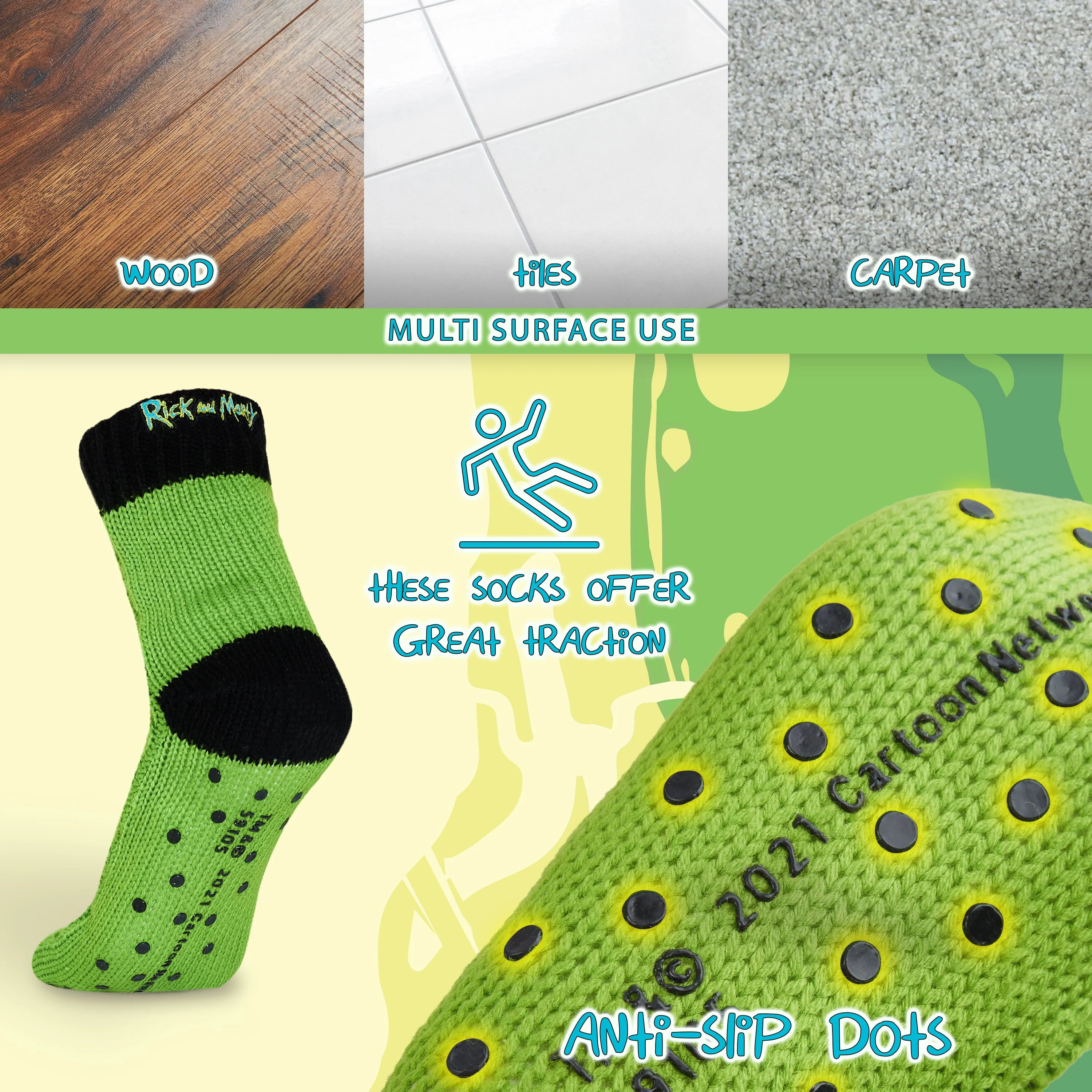 Rick and Morty Slipper Socks, Men Knitted Anti Slip Socks, Warm Fluffy Socks - Image 4