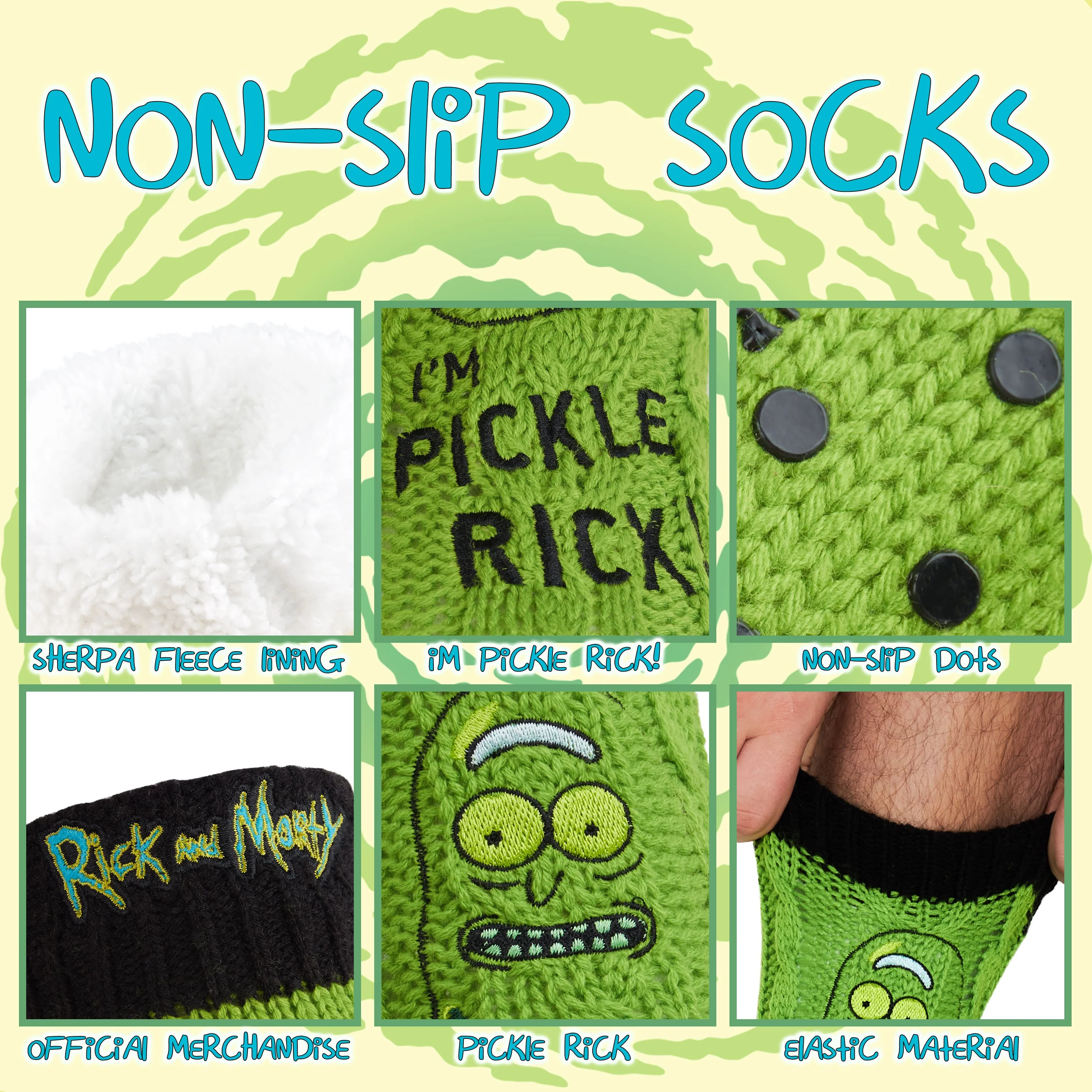 Rick and Morty Slipper Socks, Men Knitted Anti Slip Socks, Warm Fluffy Socks - Image 7