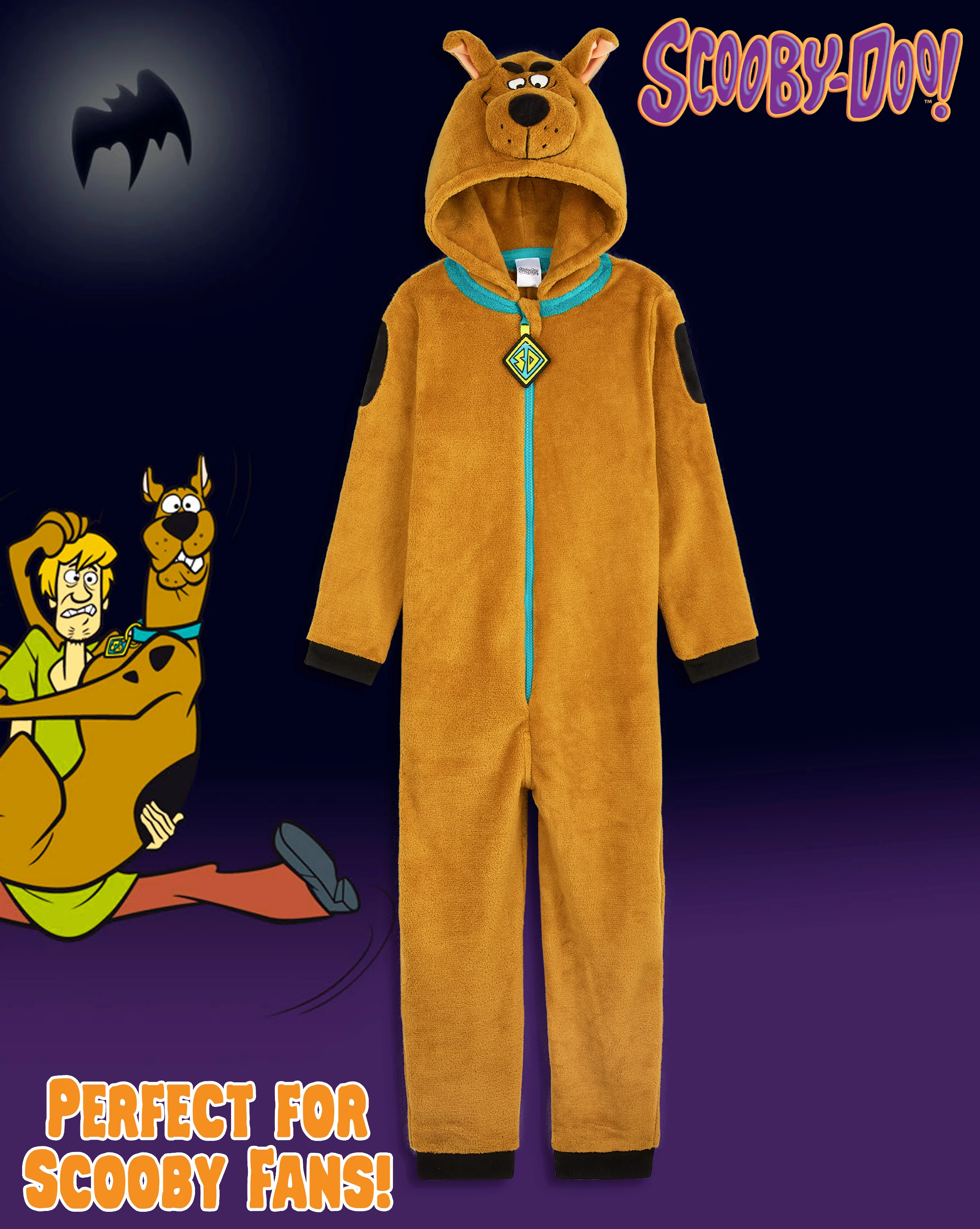 Scooby Doo Boys Pyjamas, 3D Hooded Onesie Boys Teens, Fleece Pyjamas for Kids - Image 3