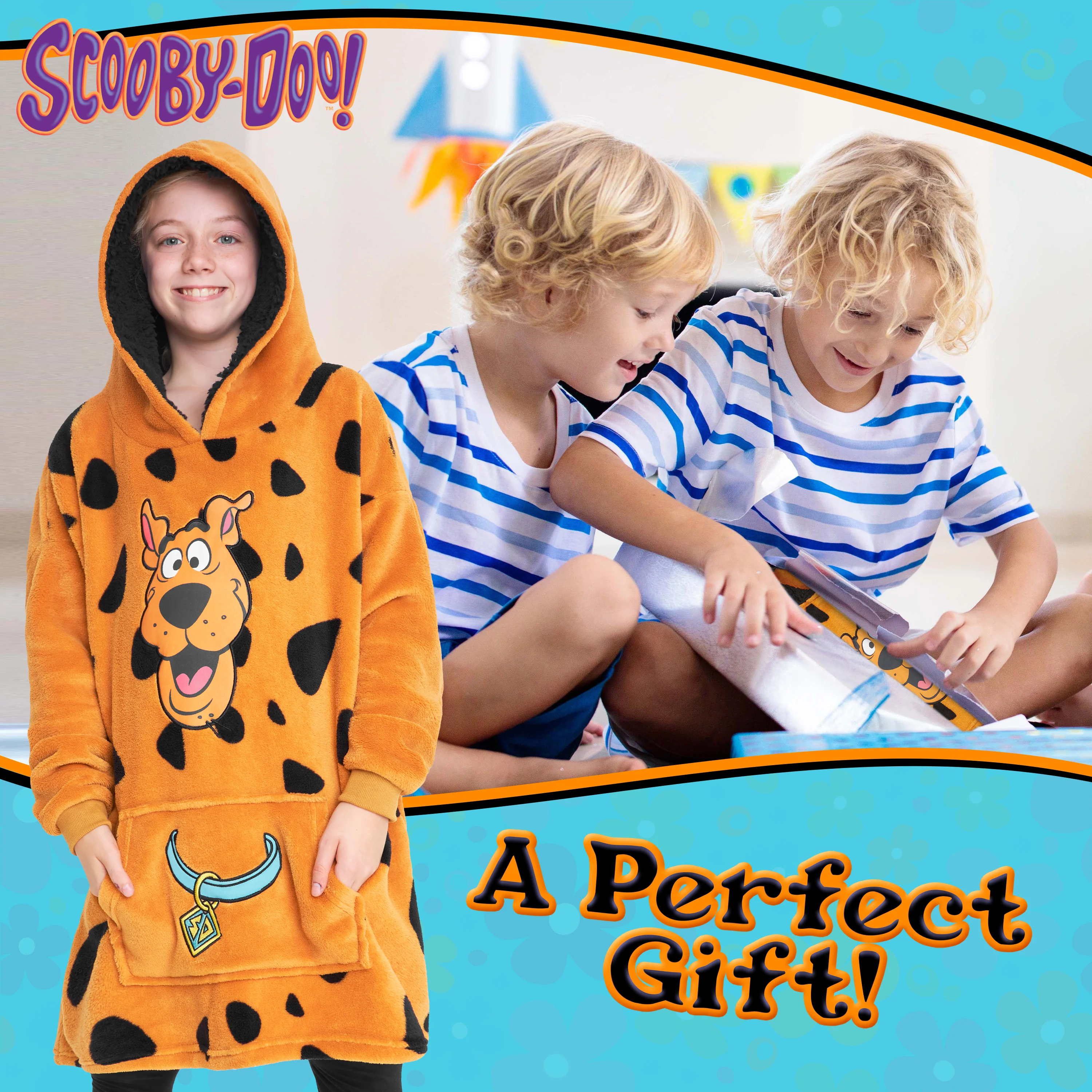 Scooby-Doo! Oversized Hoodie Blanket for Kids, Official Merchandise (Brown) - Image 3