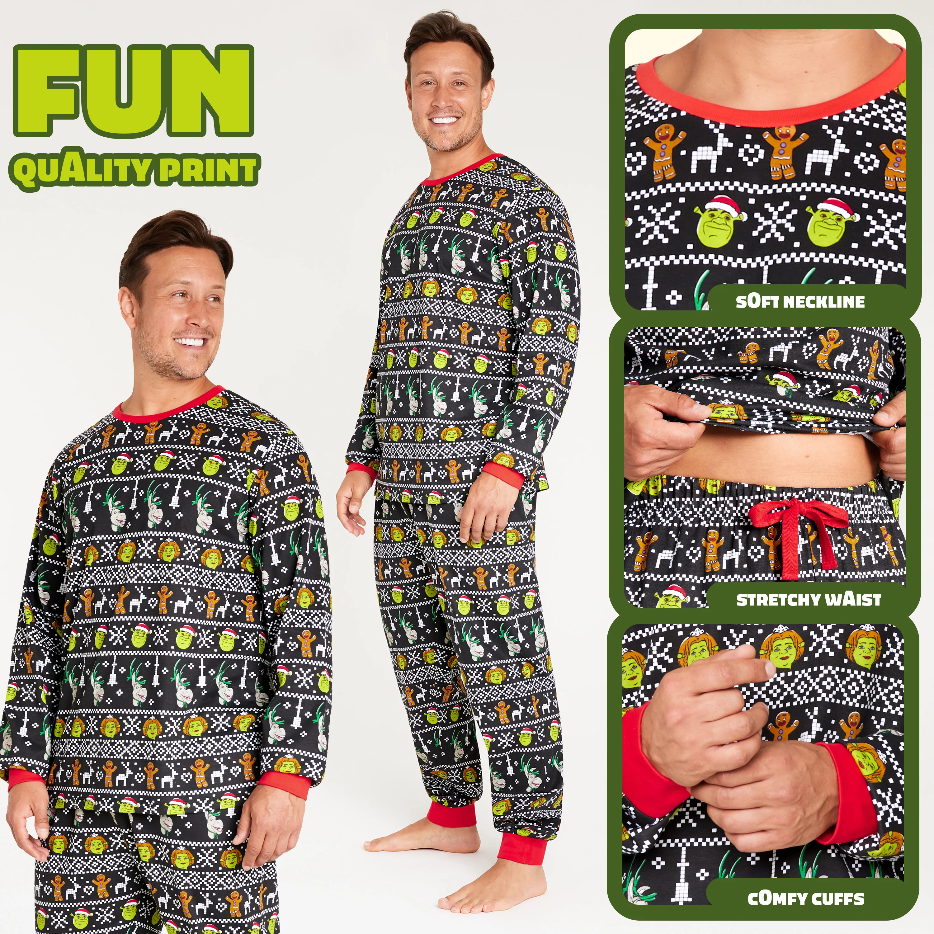 Shrek Christmas Matching Family Pyjamas , Matching PJs for Women, Men, Teens, Kids - Image 4