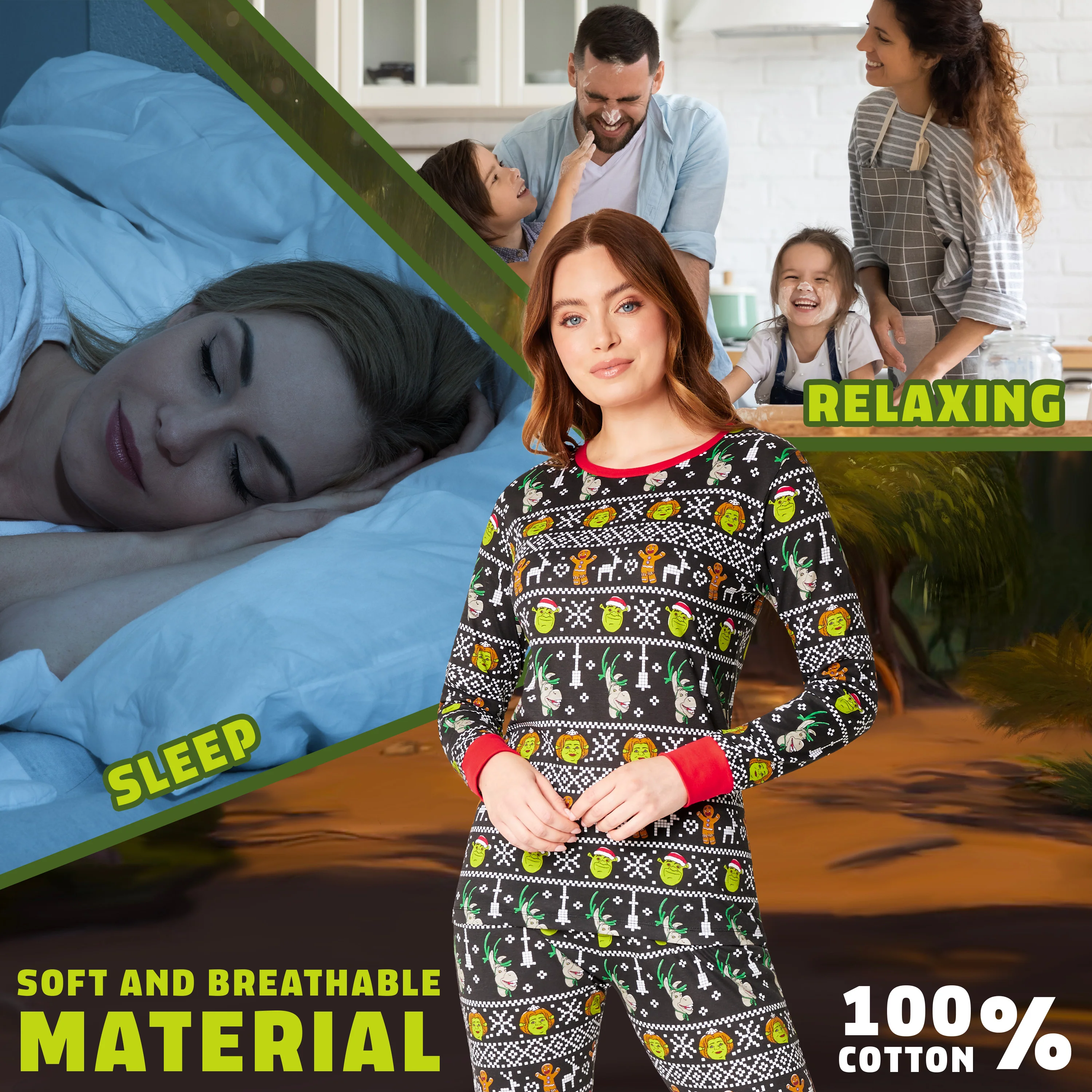 Shrek Christmas Matching Family Pyjamas , Matching PJs for Women, Men, Teens, Kids - Image 5
