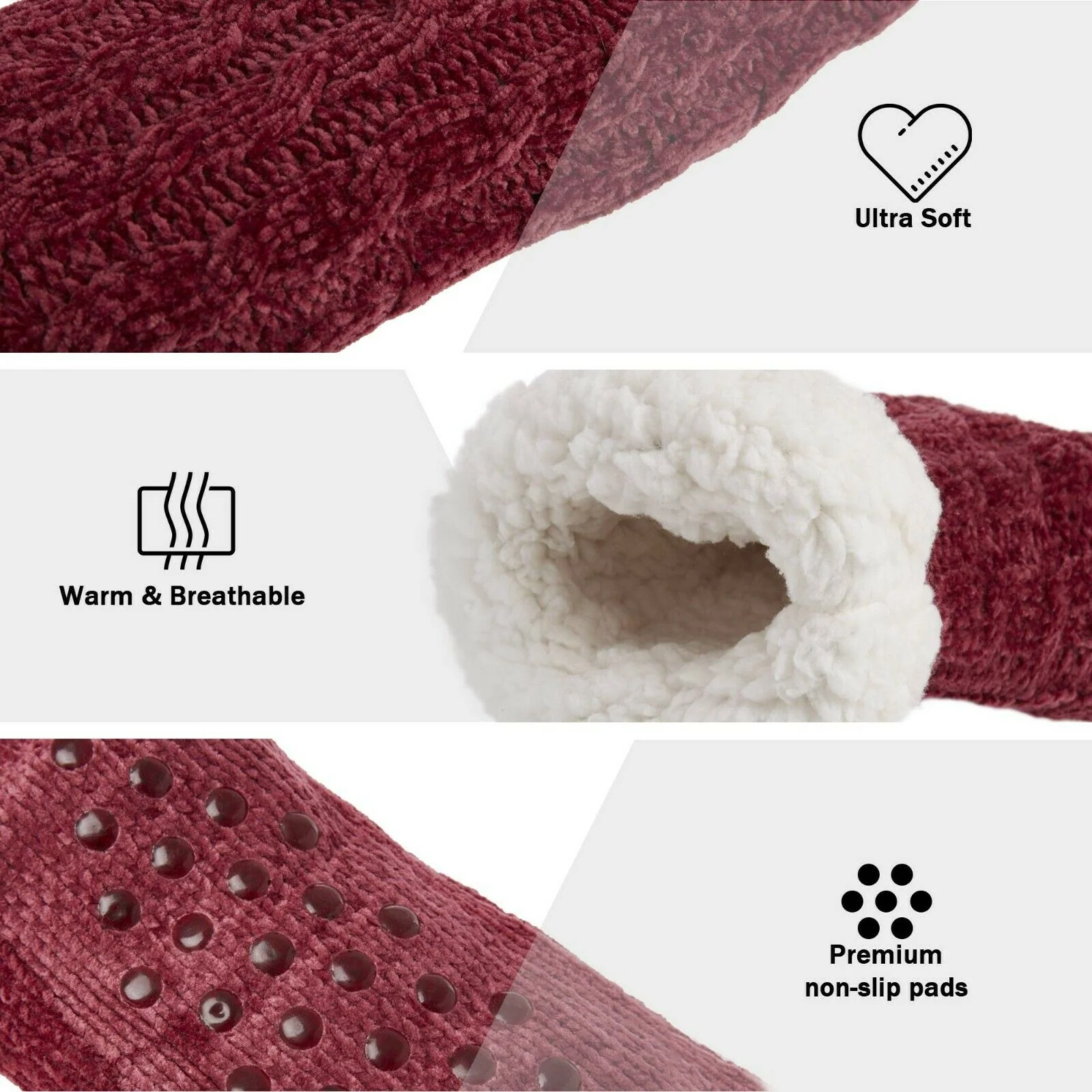 CityComfort Womens Slipper Socks with Sherpa Lining and Non Slip Pads - Gifts for Her - Image 4