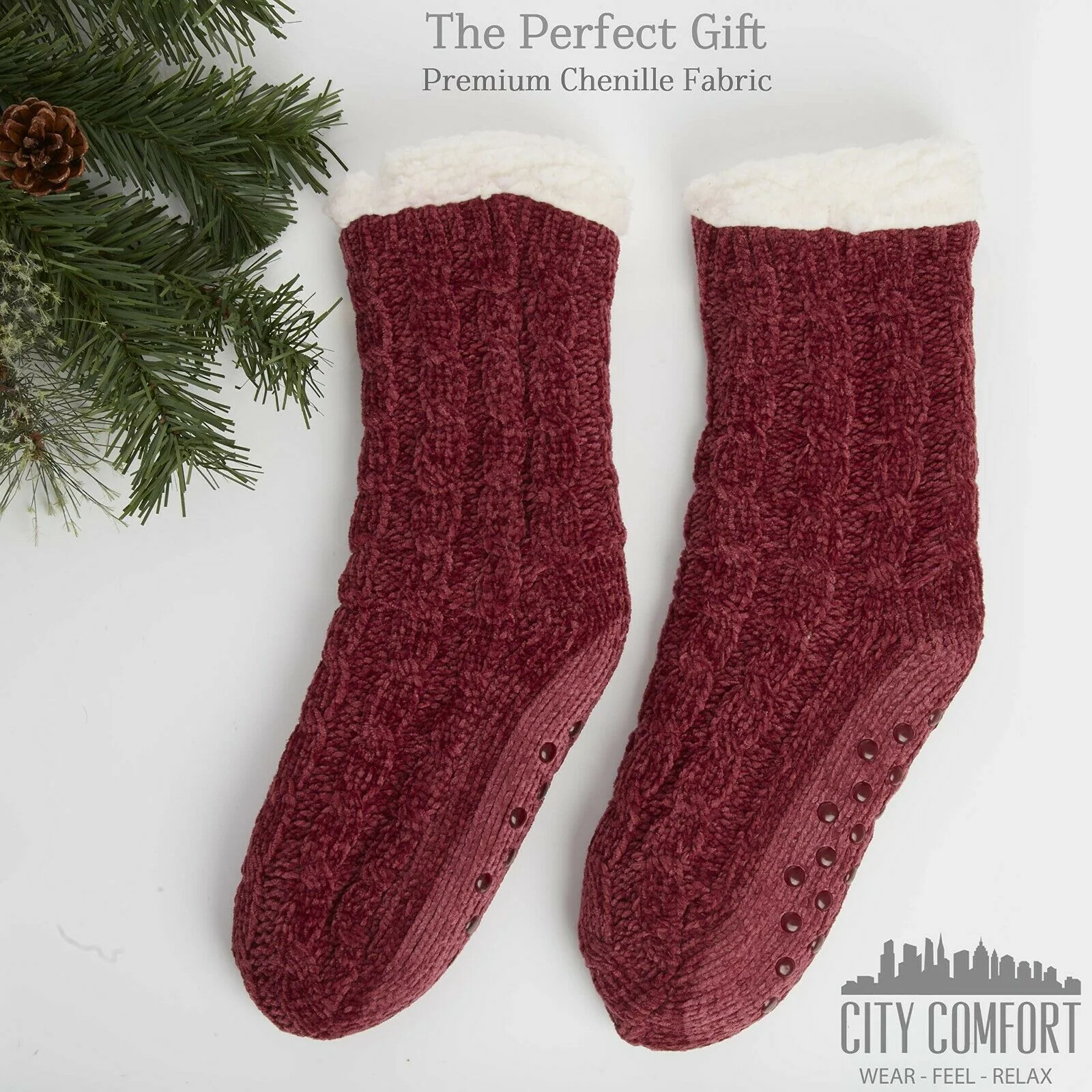 CityComfort Womens Slipper Socks with Sherpa Lining and Non Slip Pads - Gifts for Her - Image 6