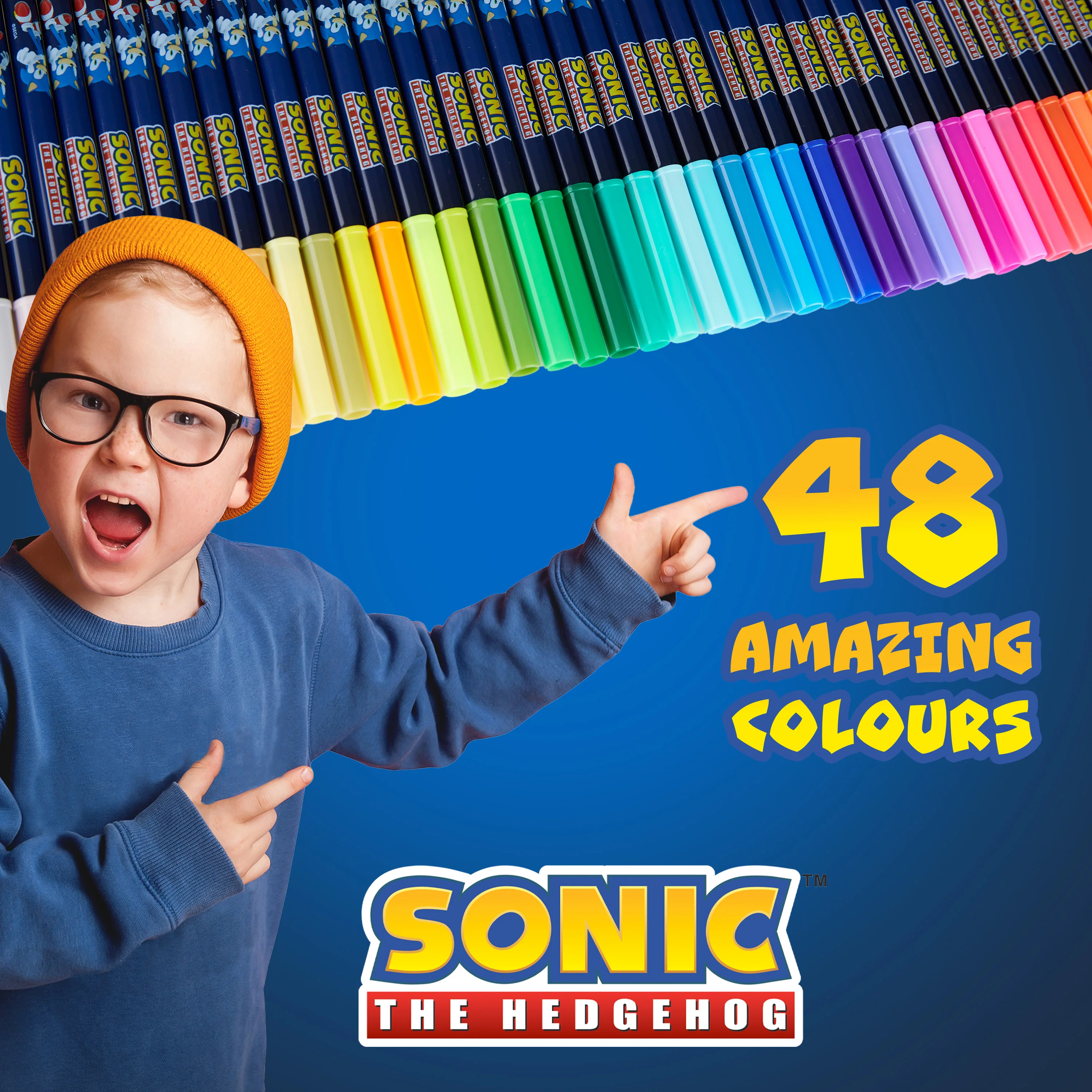 Sonic The Hedgehog 48 Colouring Pens Set for Kids - Image 3