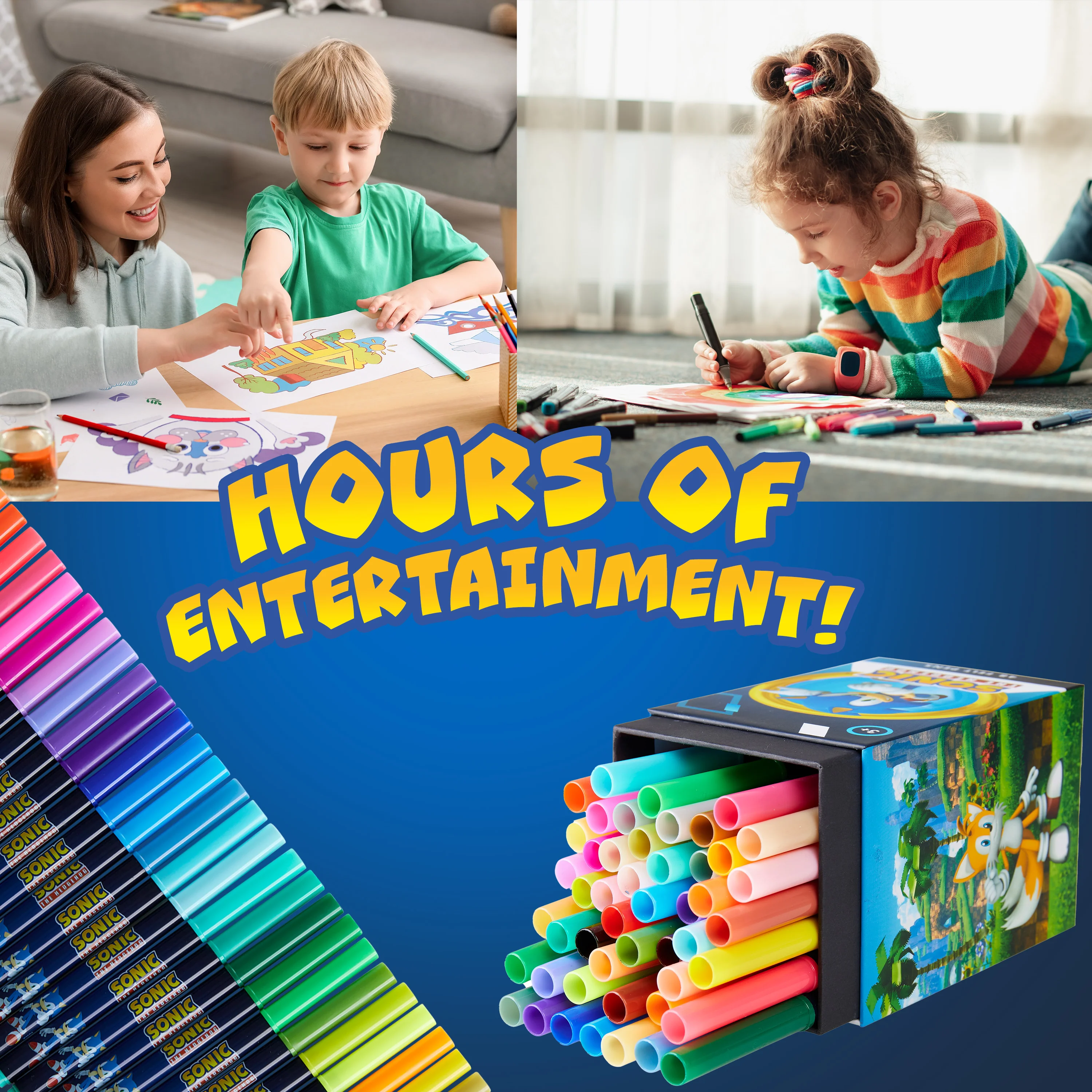 Sonic The Hedgehog 48 Colouring Pens Set for Kids - Image 5