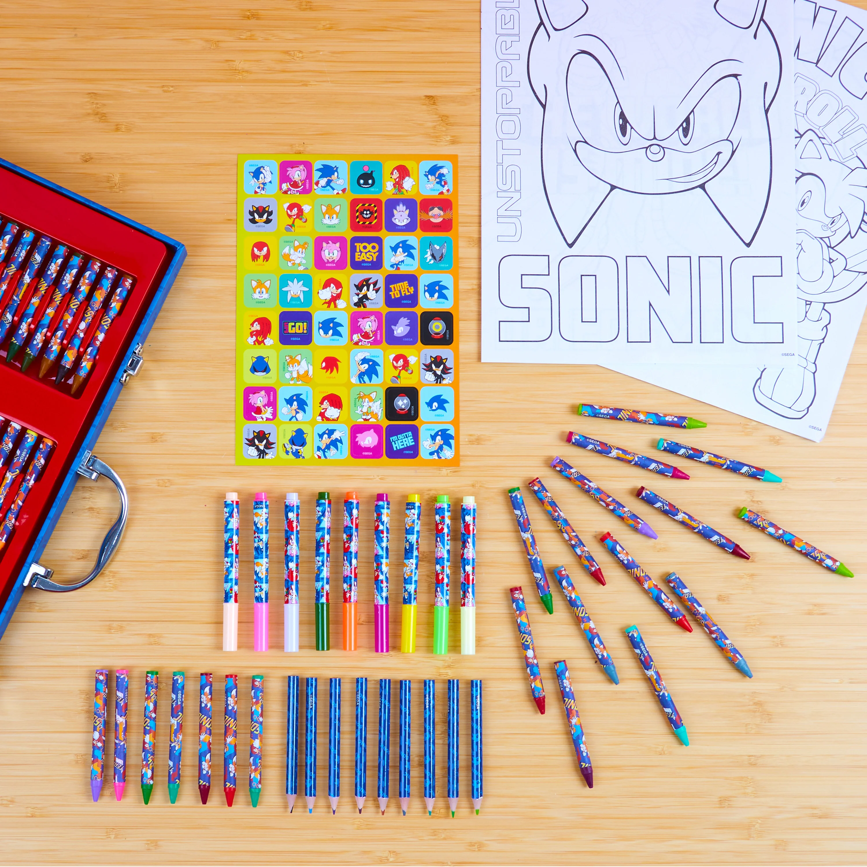 Sonic The Hedgehog Art Set for Kids Art Supplies Colouring Pens Colouring Pencils Crayons - Image 2
