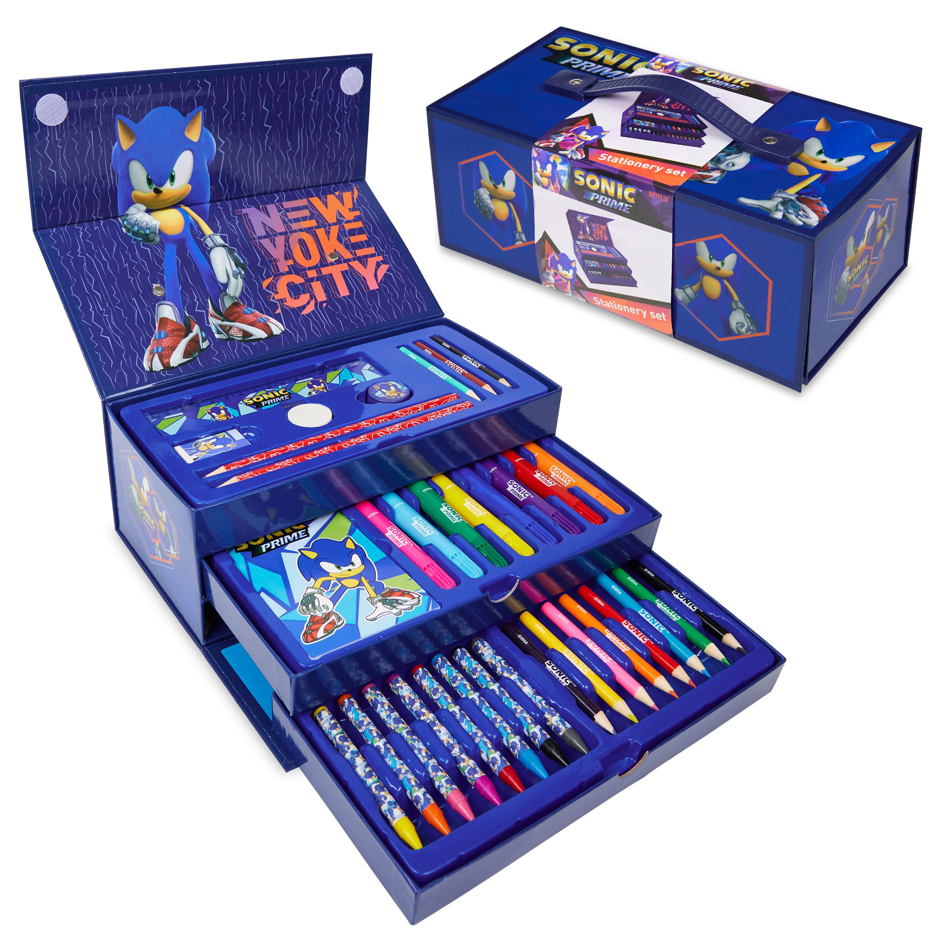 SONIC THE HEDGEHOG Art Set for Kids with Crayons Markers Colouring Pencils Art Supplies