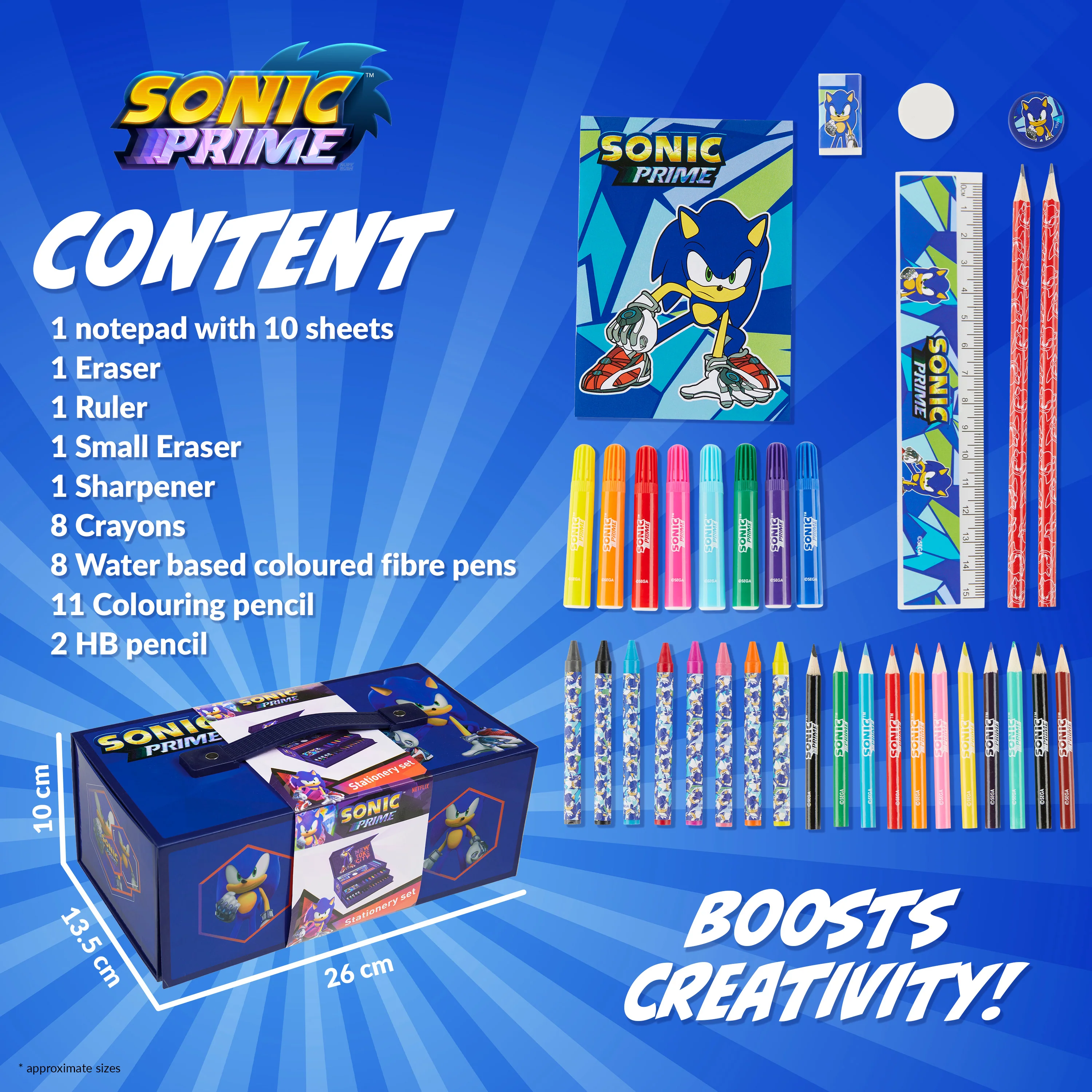 SONIC THE HEDGEHOG Art Set for Kids with Crayons Markers Colouring Pencils Art Supplies - Image 6