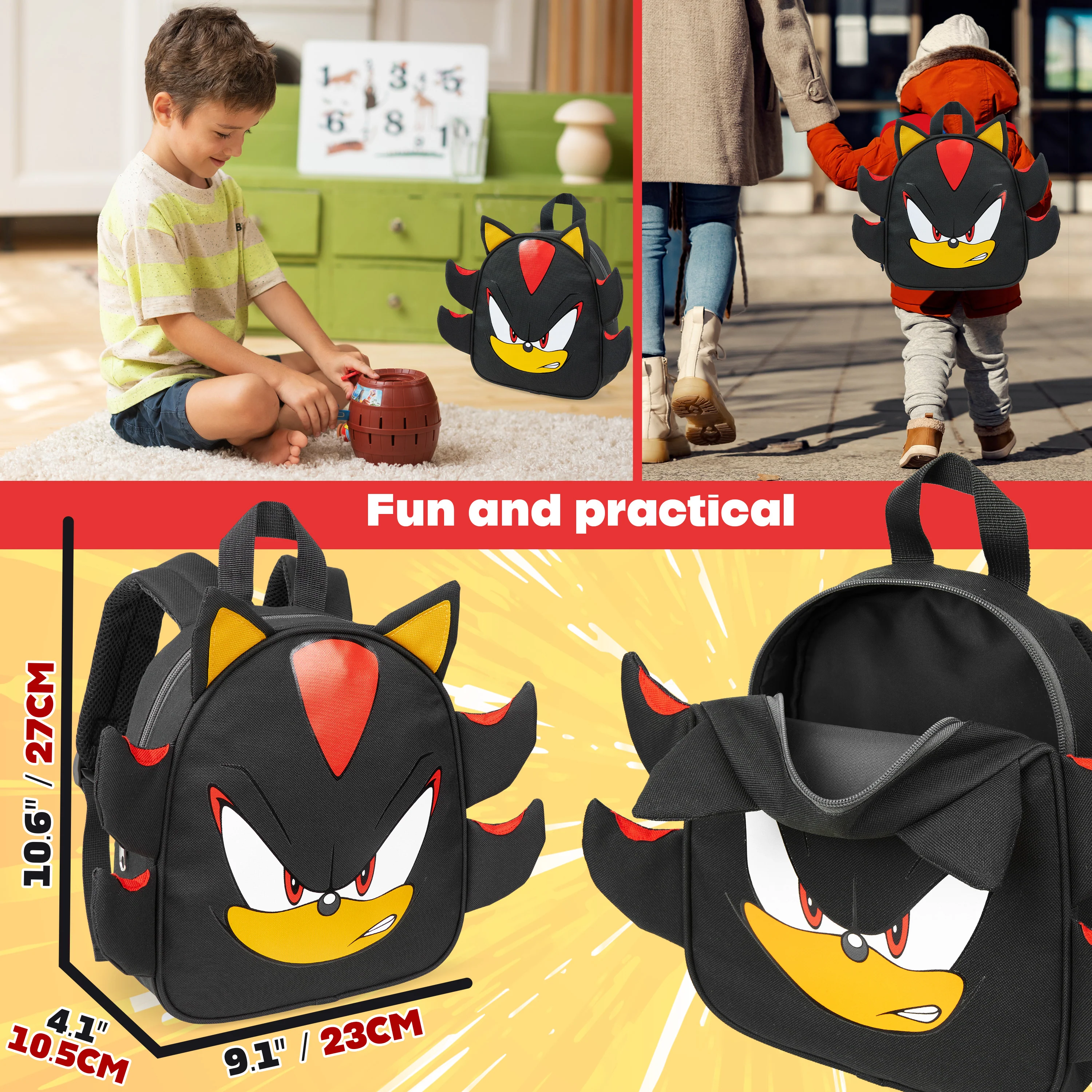 SONIC THE HEDGEHOG Backpack for Kids Tweens Rucksack Lightweight Gamer Daypack - Image 3