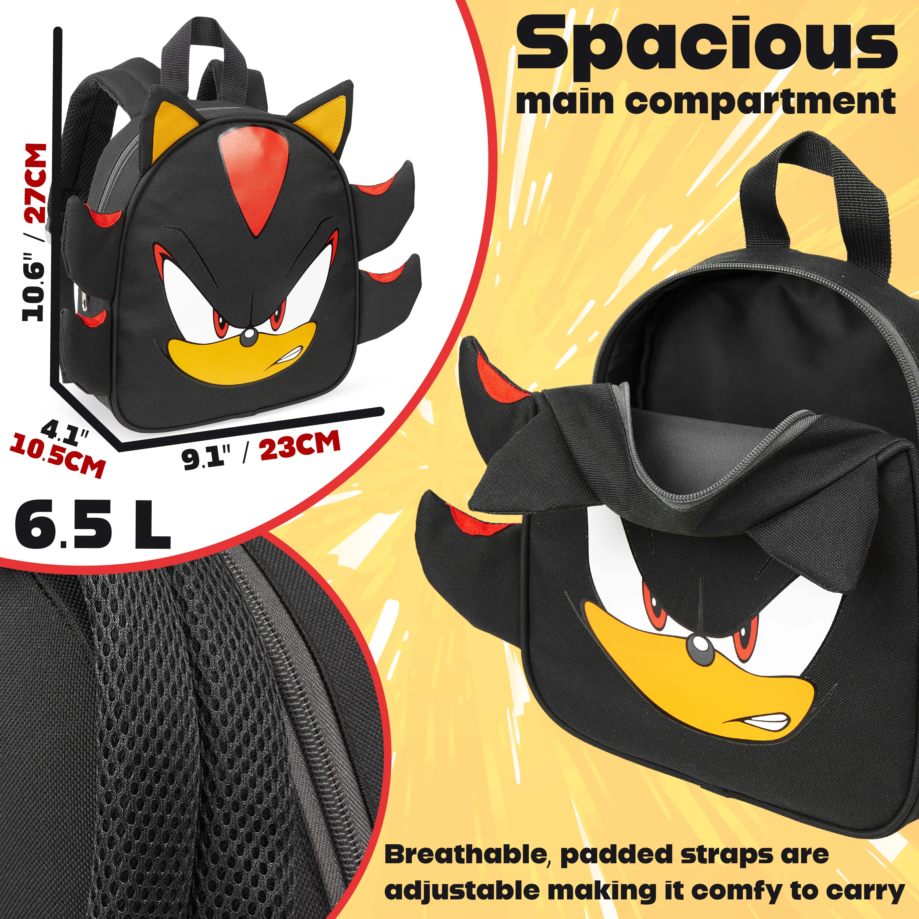SONIC THE HEDGEHOG Backpack for Kids Tweens Rucksack Lightweight Gamer Daypack - Image 6