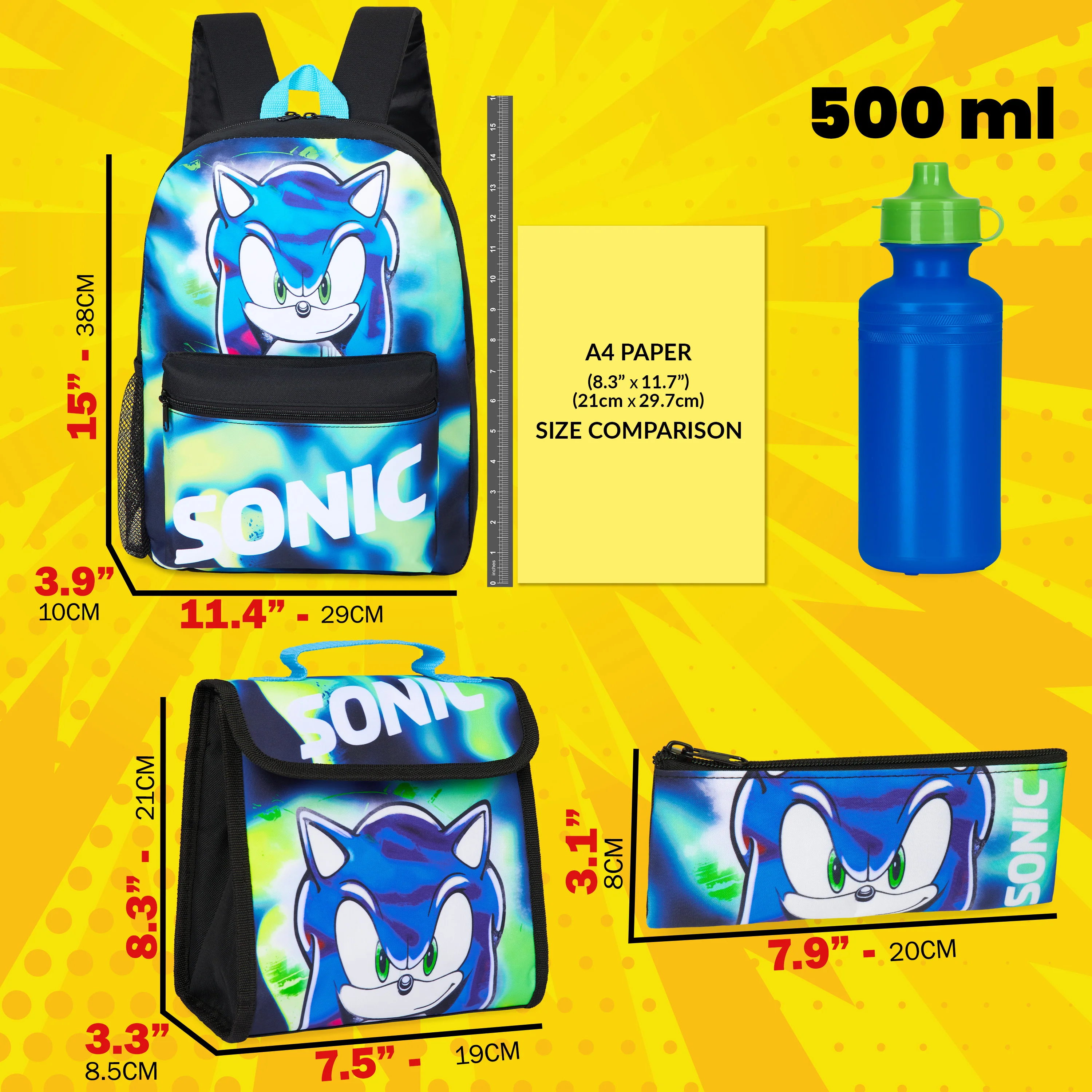 Sonic The Hedgehog Backpack Set 4 Pcs - Image 2