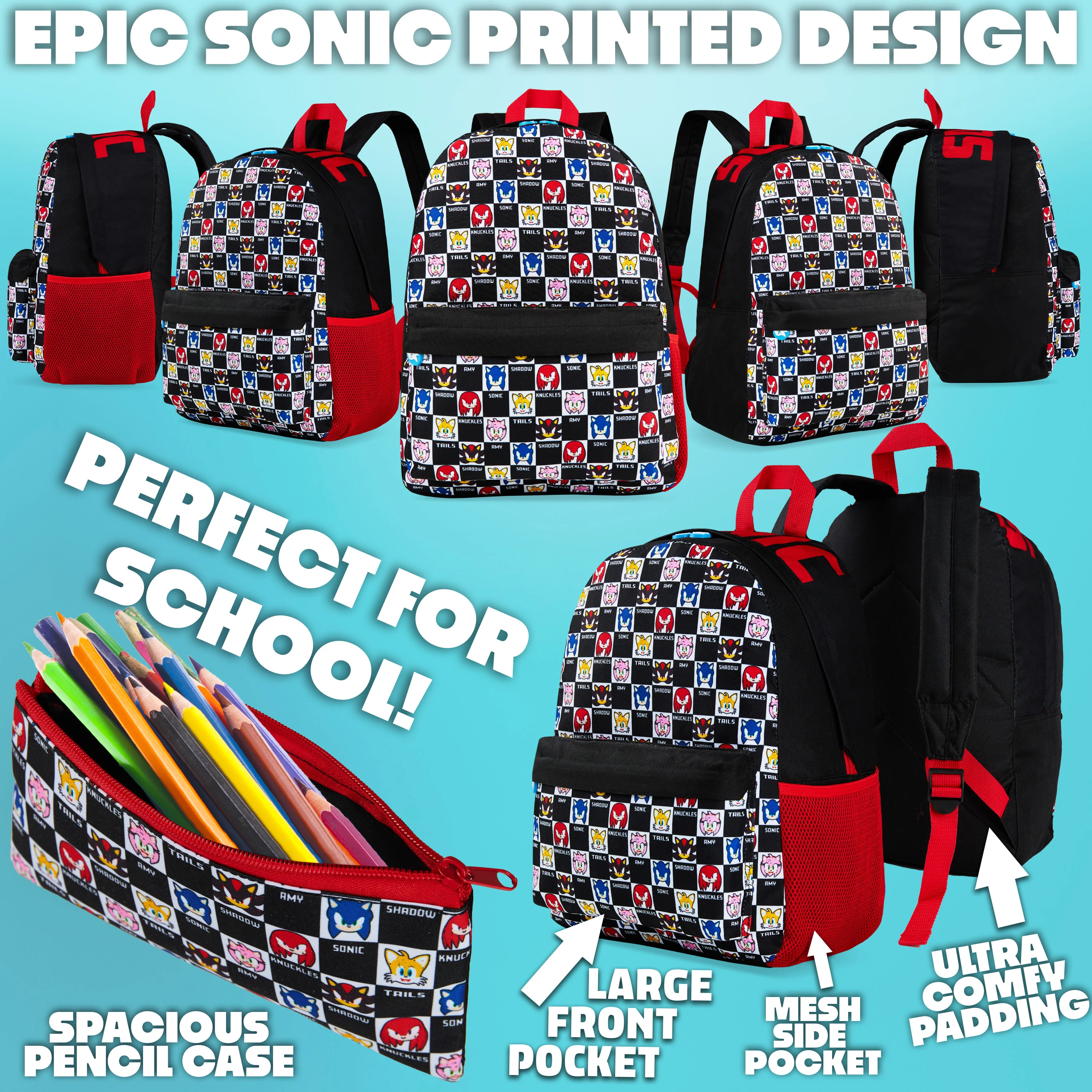 SONIC THE HEDGEHOG Backpack Set 4 Pcs - Image 5