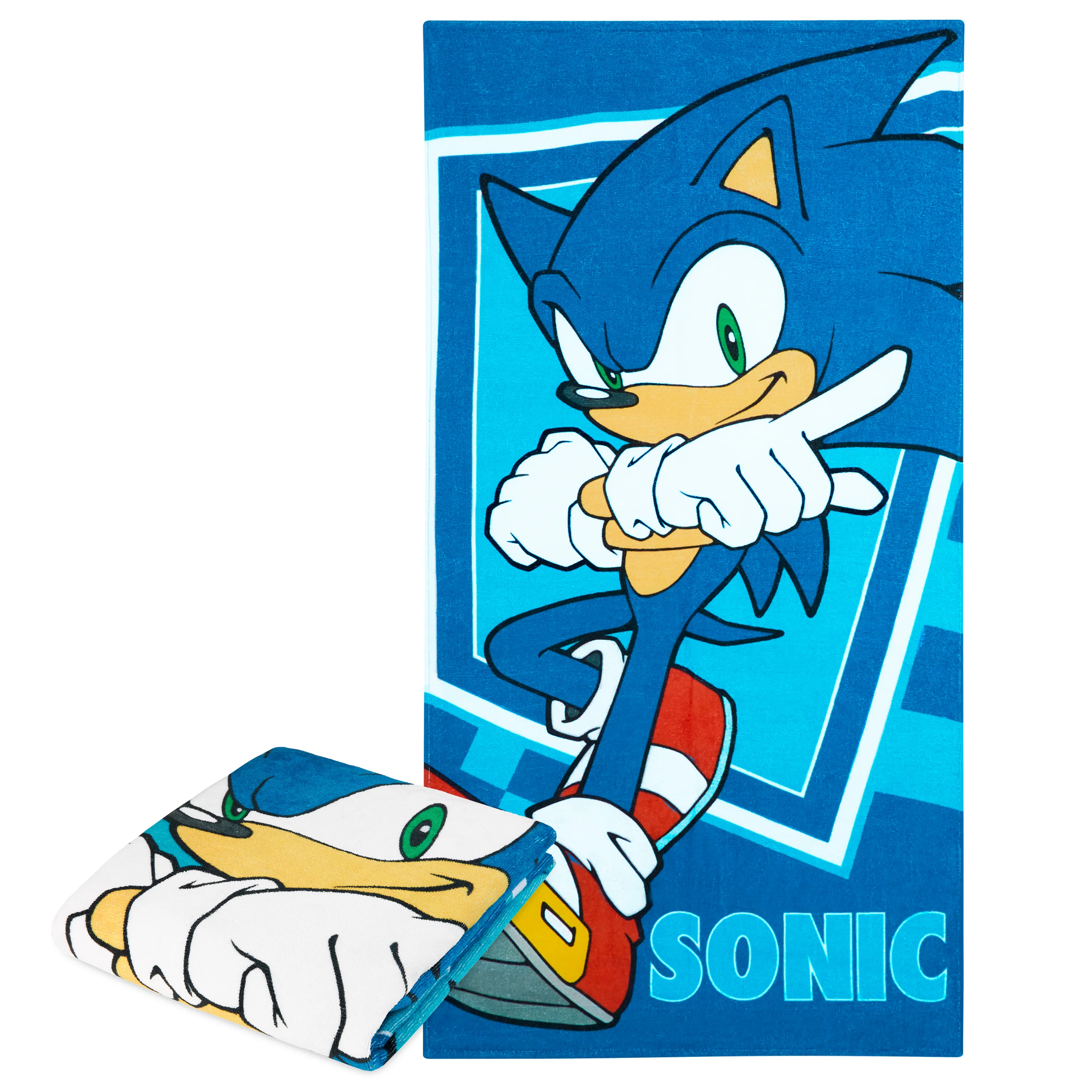 Sonic The Hedgehog Beach Towel for Kids, 100% Cotton Quick Dry, 70 x 140cm