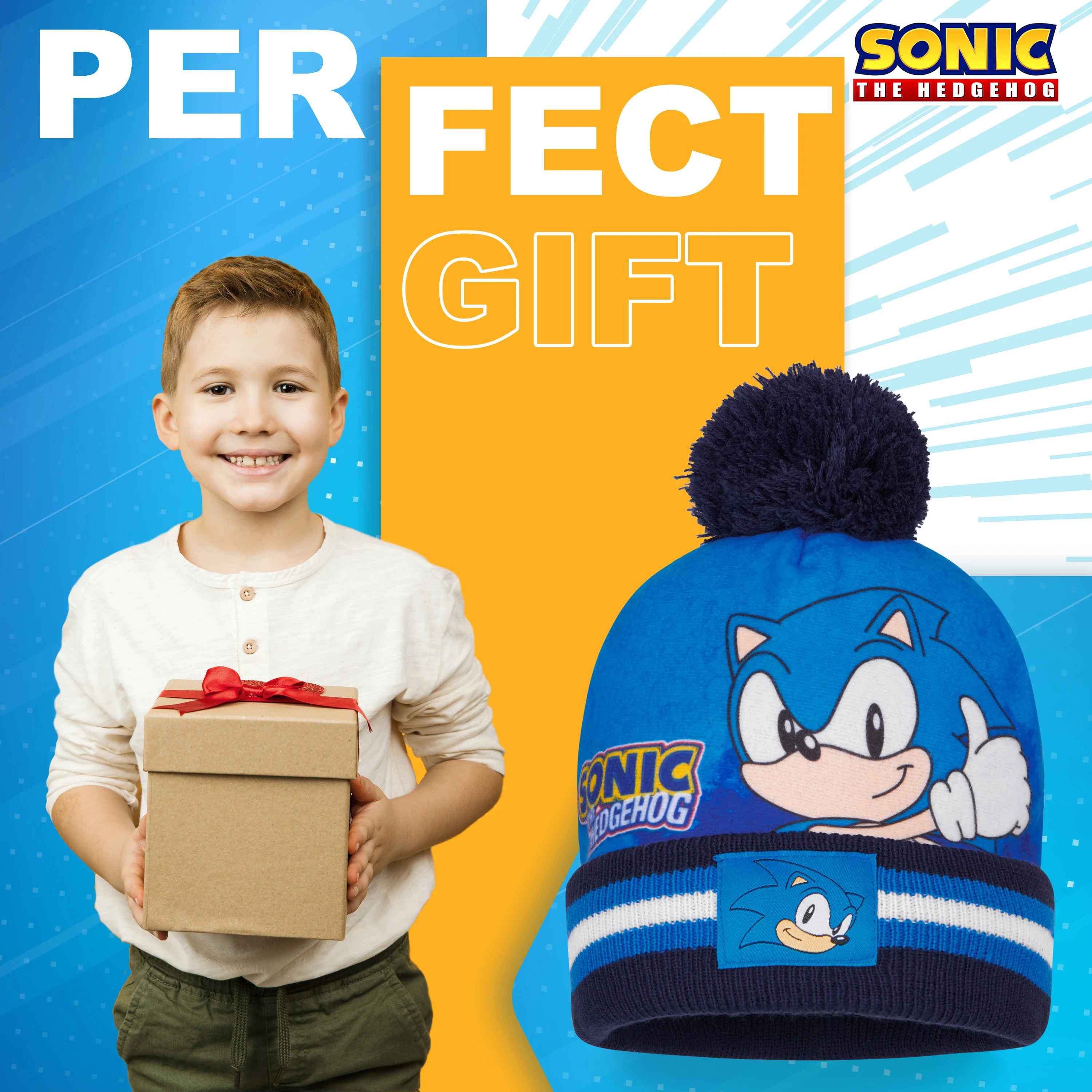 SONIC THE HEDGEHOG Beanie Hat Scarf and Gloves Set for Boys - Image 3