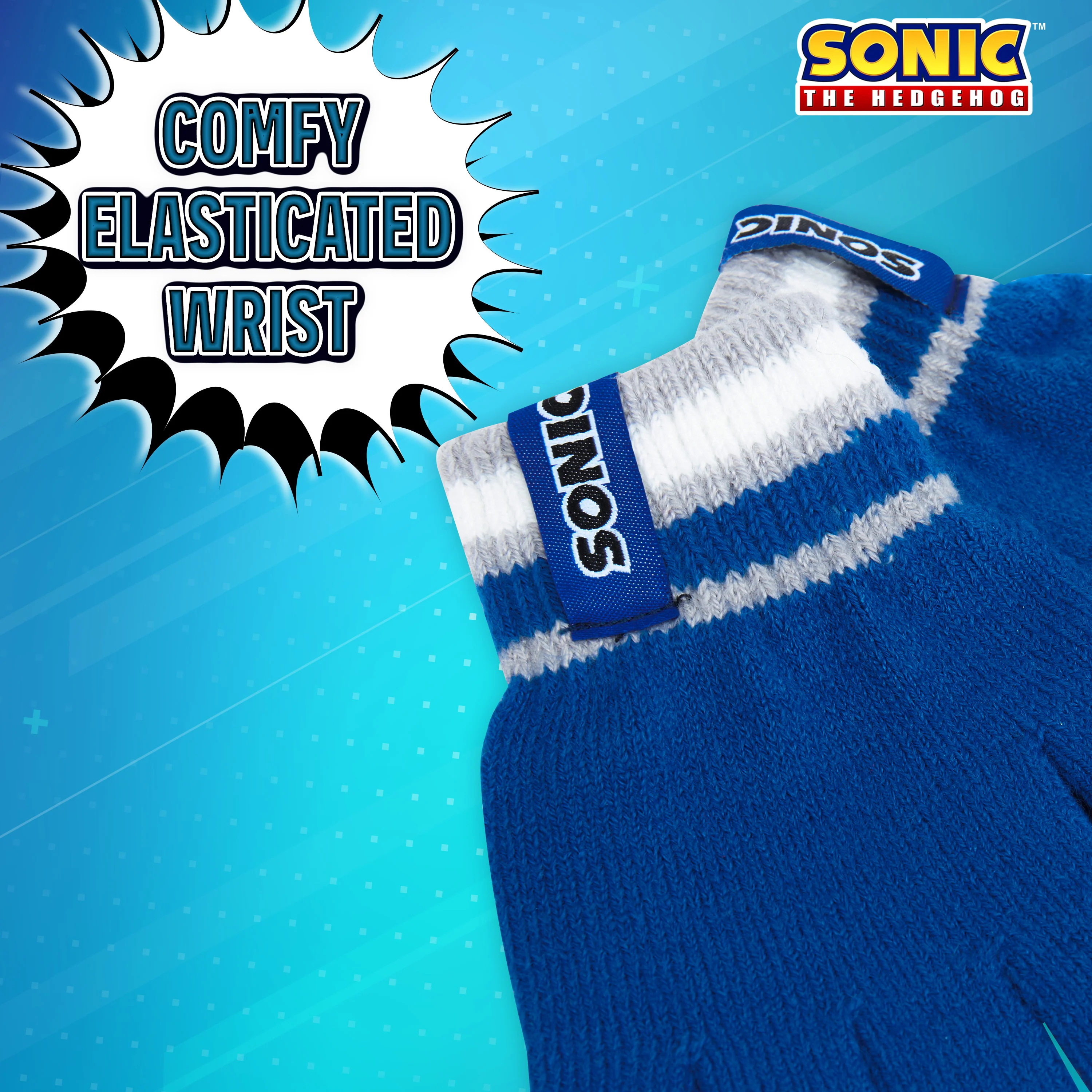 SONIC THE HEDGEHOG Beanie Hat Scarf and Gloves Set for Boys - Image 4