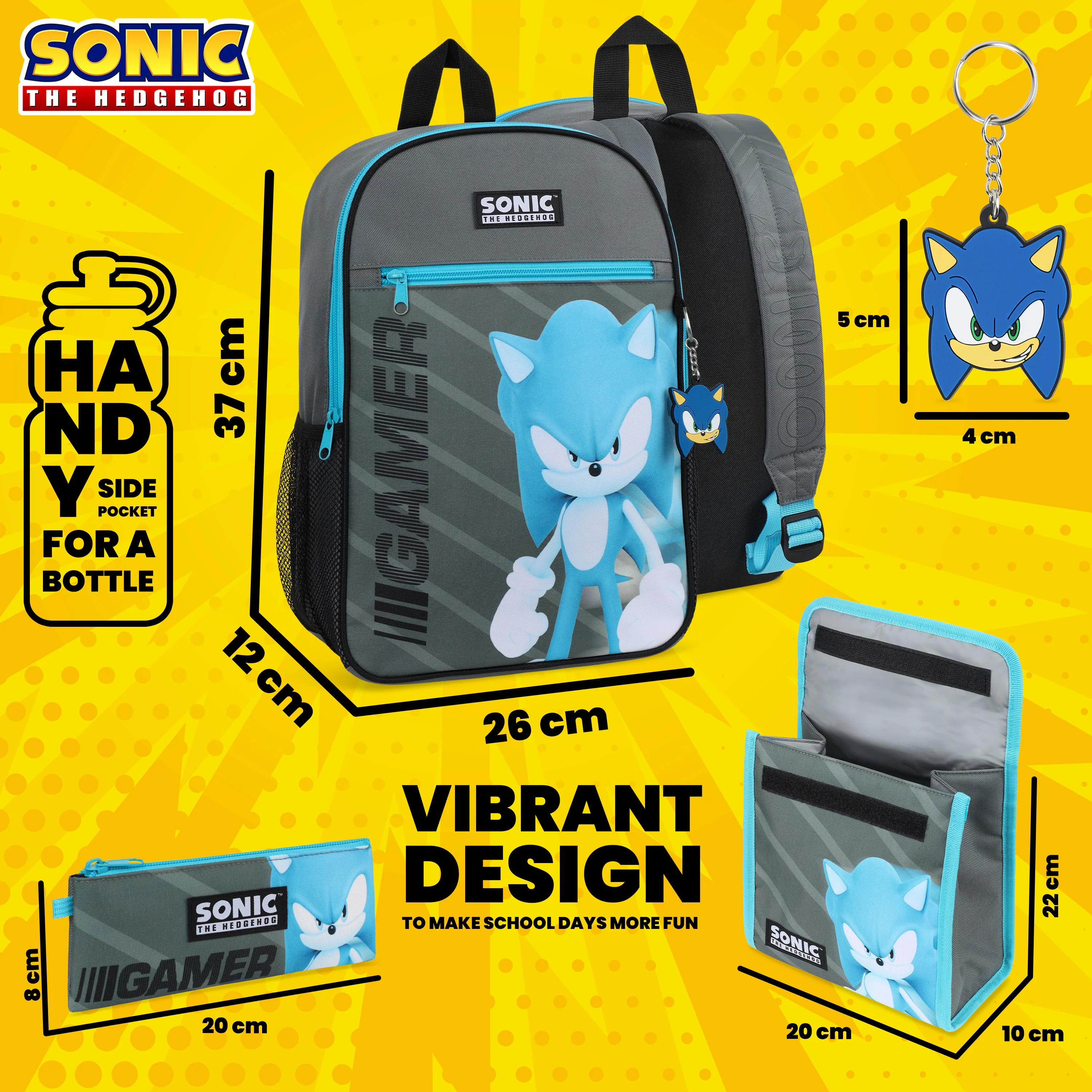 Sonic The Hedgehog Boys Backpack School Bag Sets 4 Piece Kids Bag Set - Image 5