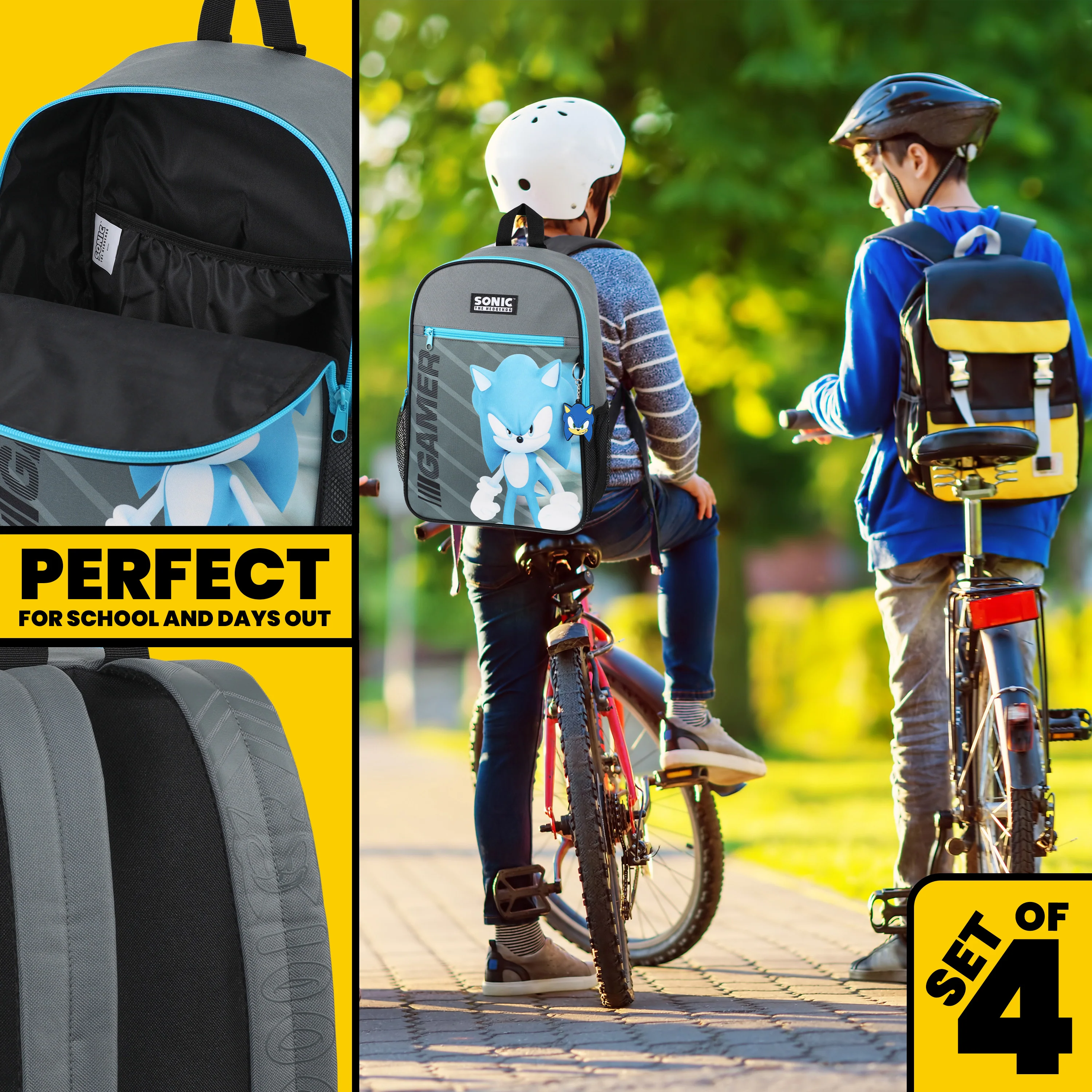 Sonic The Hedgehog Boys Backpack School Bag Sets 4 Piece Kids Bag Set - Image 6