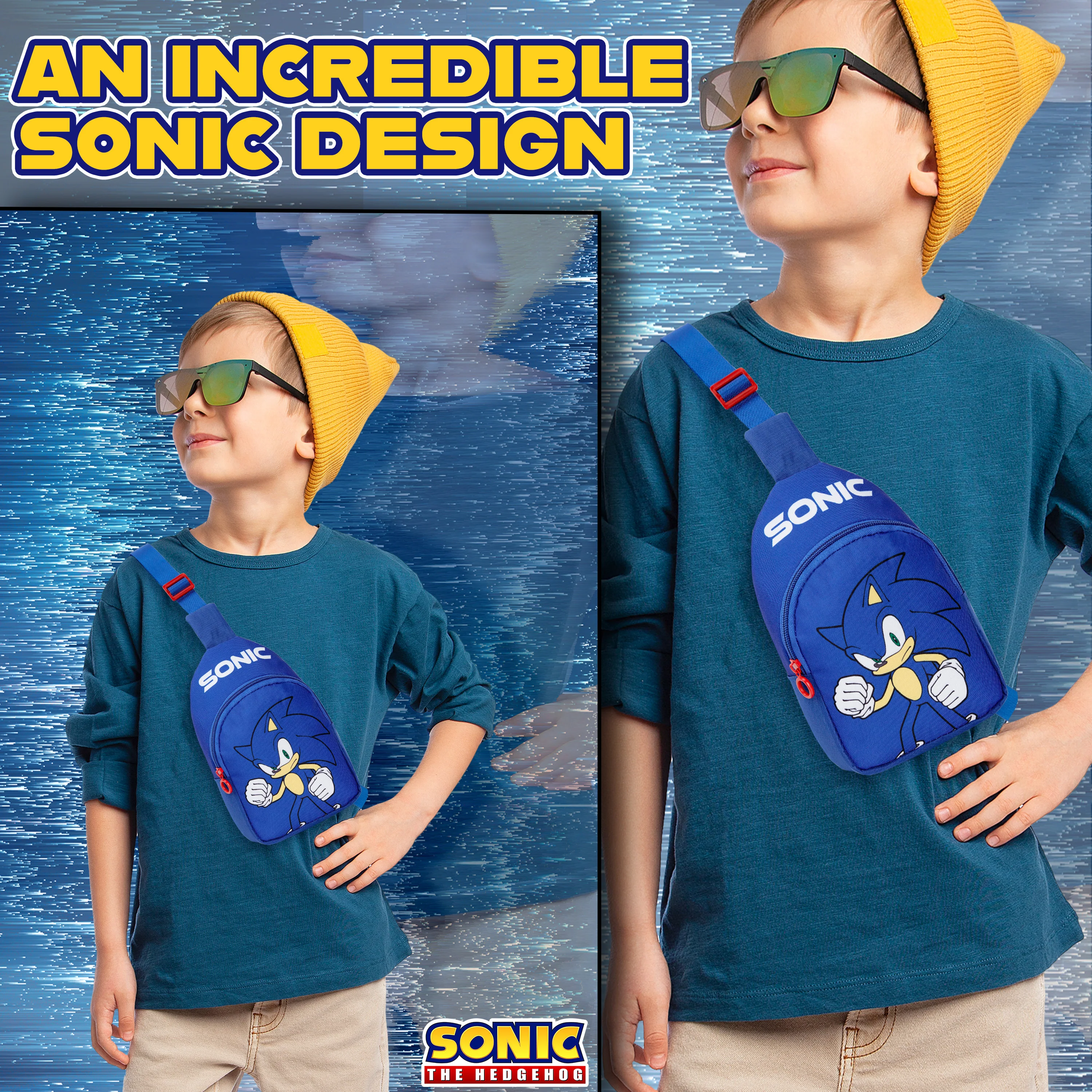 SONIC THE HEDGEHOG Boys Crossbody Bag with Zipped Compartment & Adjustable Strap - Image 3