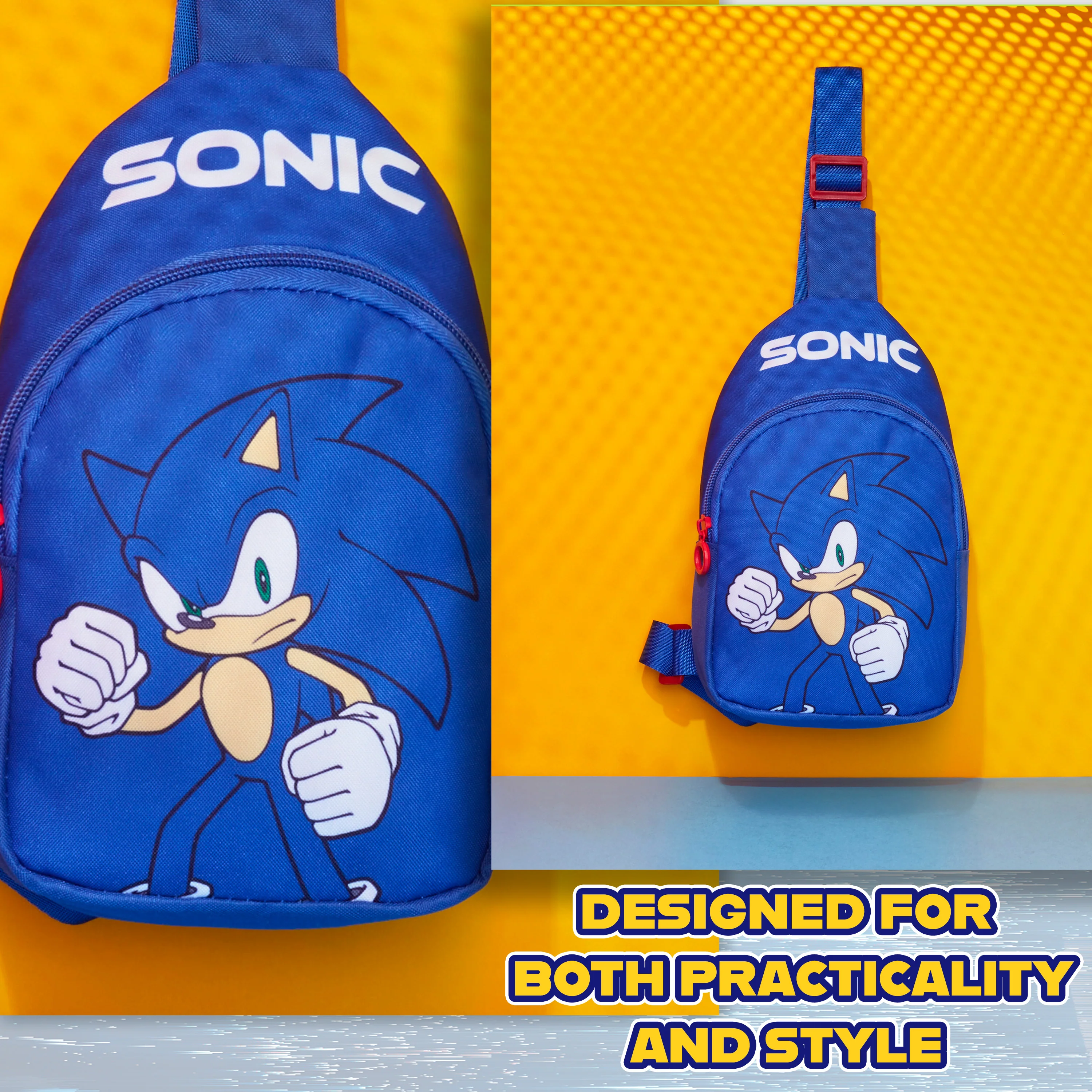 SONIC THE HEDGEHOG Boys Crossbody Bag with Zipped Compartment & Adjustable Strap - Image 5