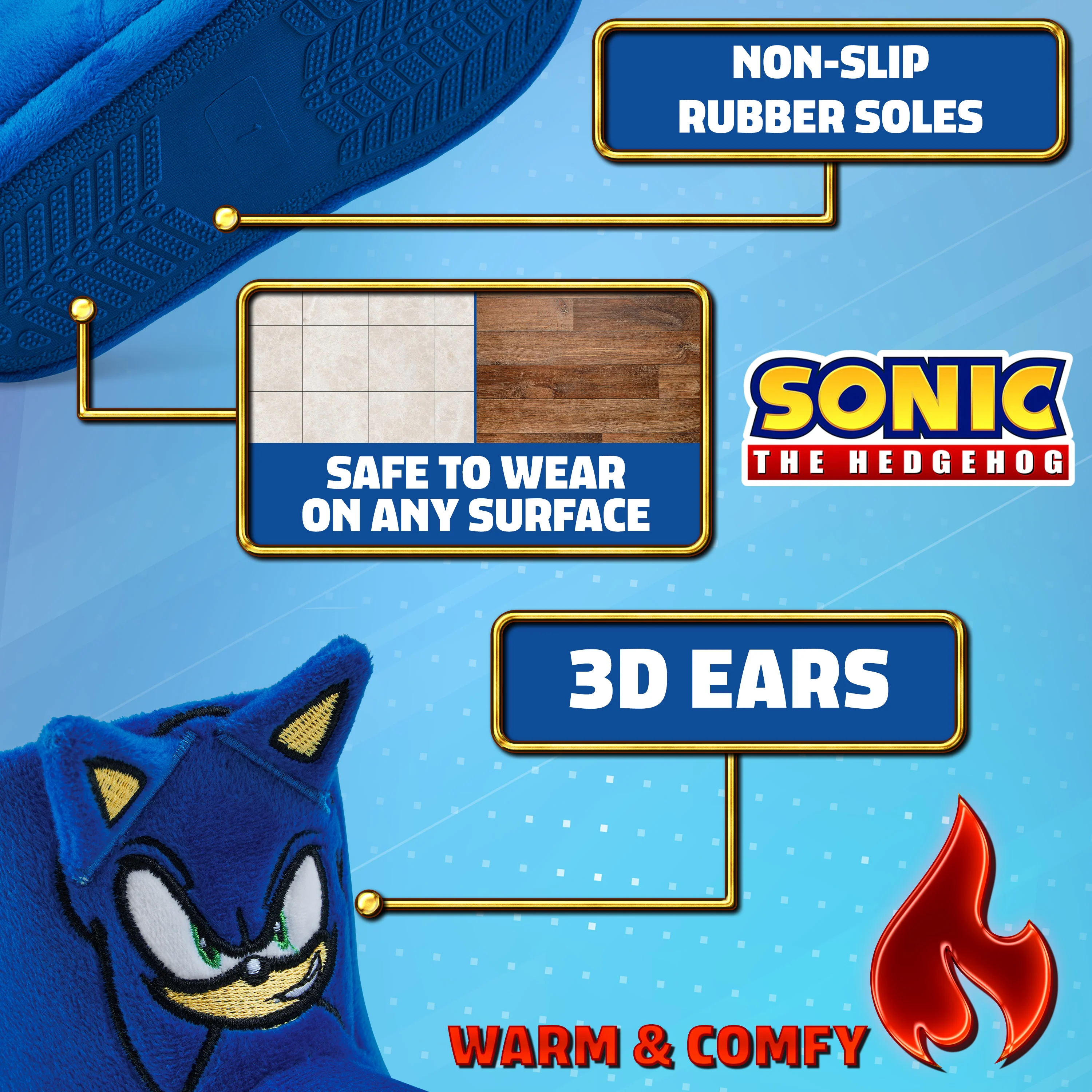 Sonic The Hedgehog Boys Slippers - Warm 3D Kids Slippers - Image 4