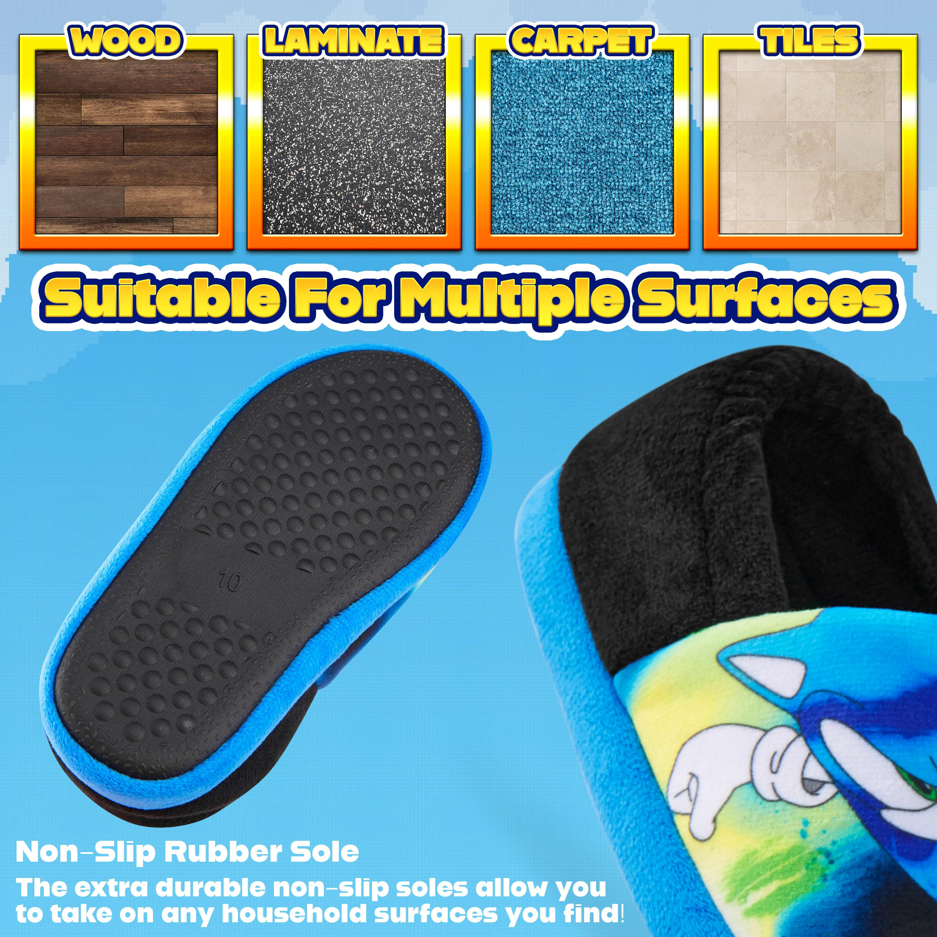 Sonic The Hedgehog Boys Slippers - Warm 3D Kids Slippers Size - Image 4