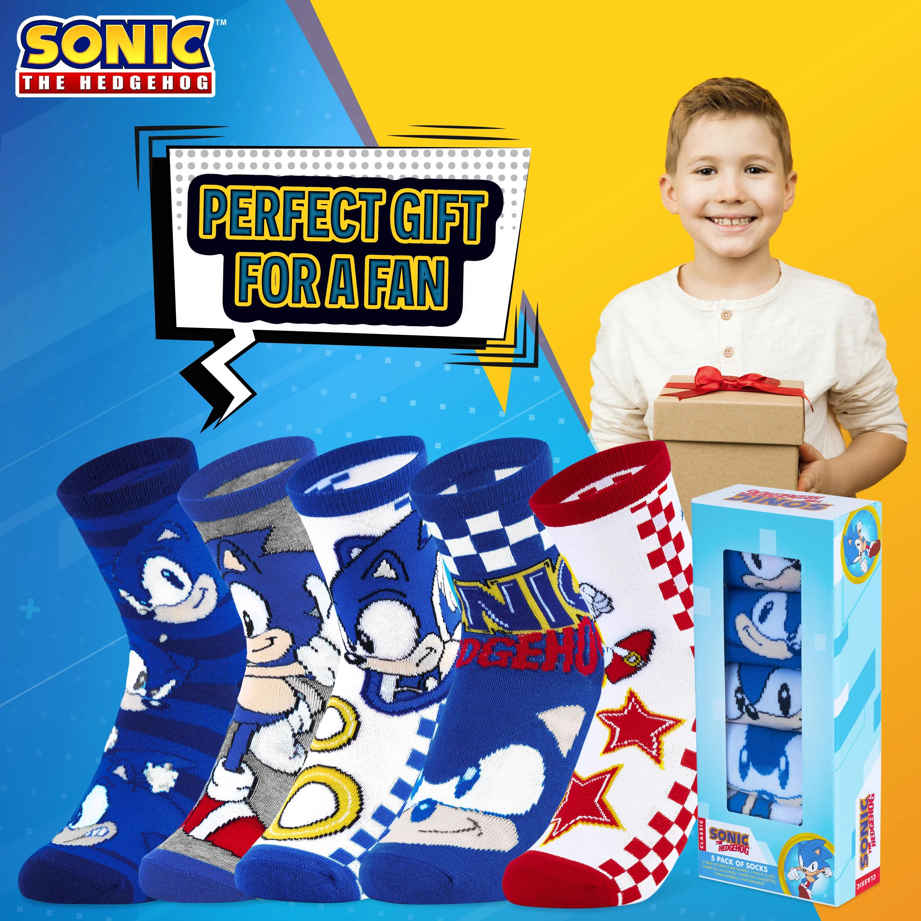 Sonic The Hedgehog Boys Socks, 5 Pack Crew Socks - Image 3