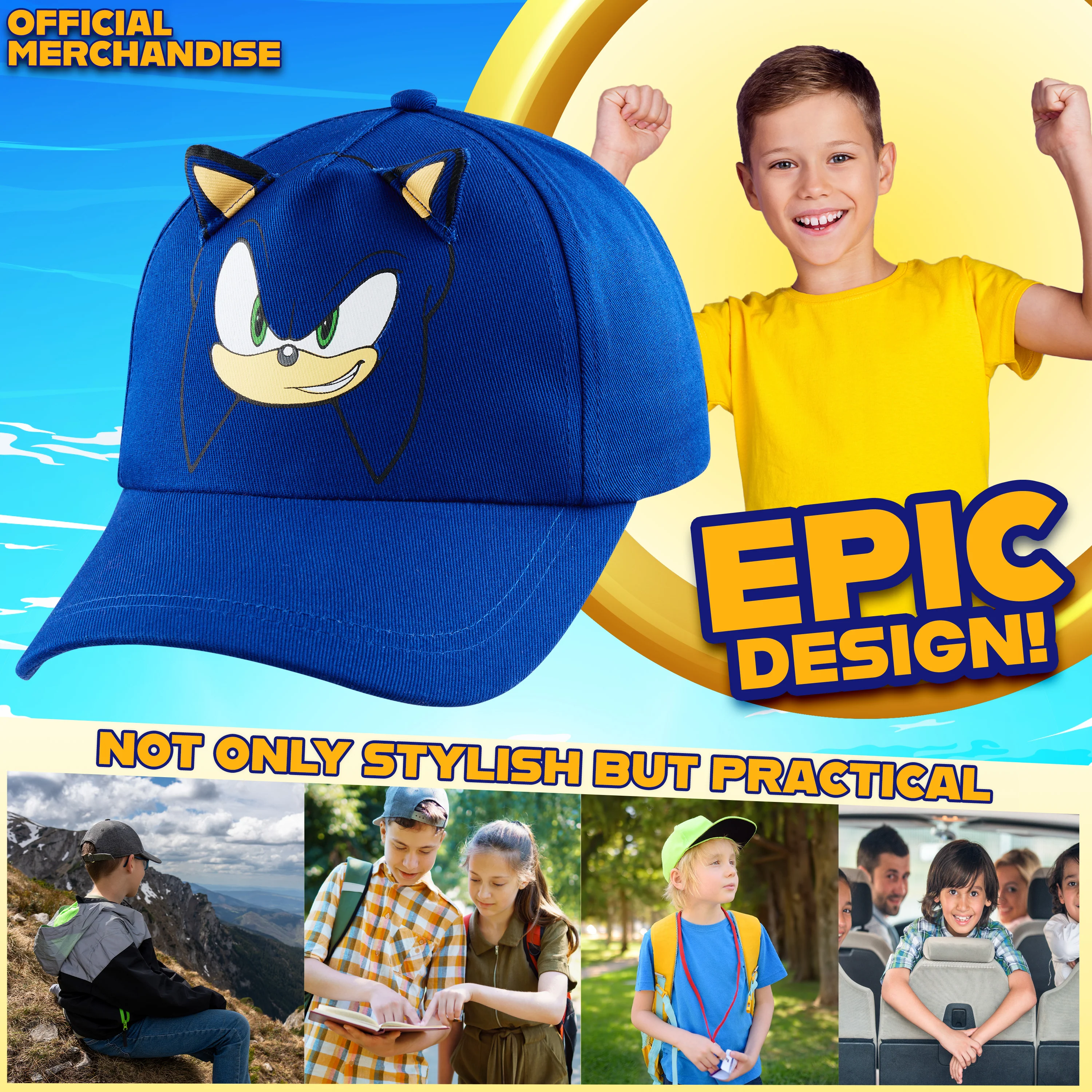 SONIC THE HEDGEHOG Cap for Boys Peaked Baseball Cap Sun Hat Knuckles Shadow Sports Holiday Essentials Gamer Gifts for Boys - Image 3