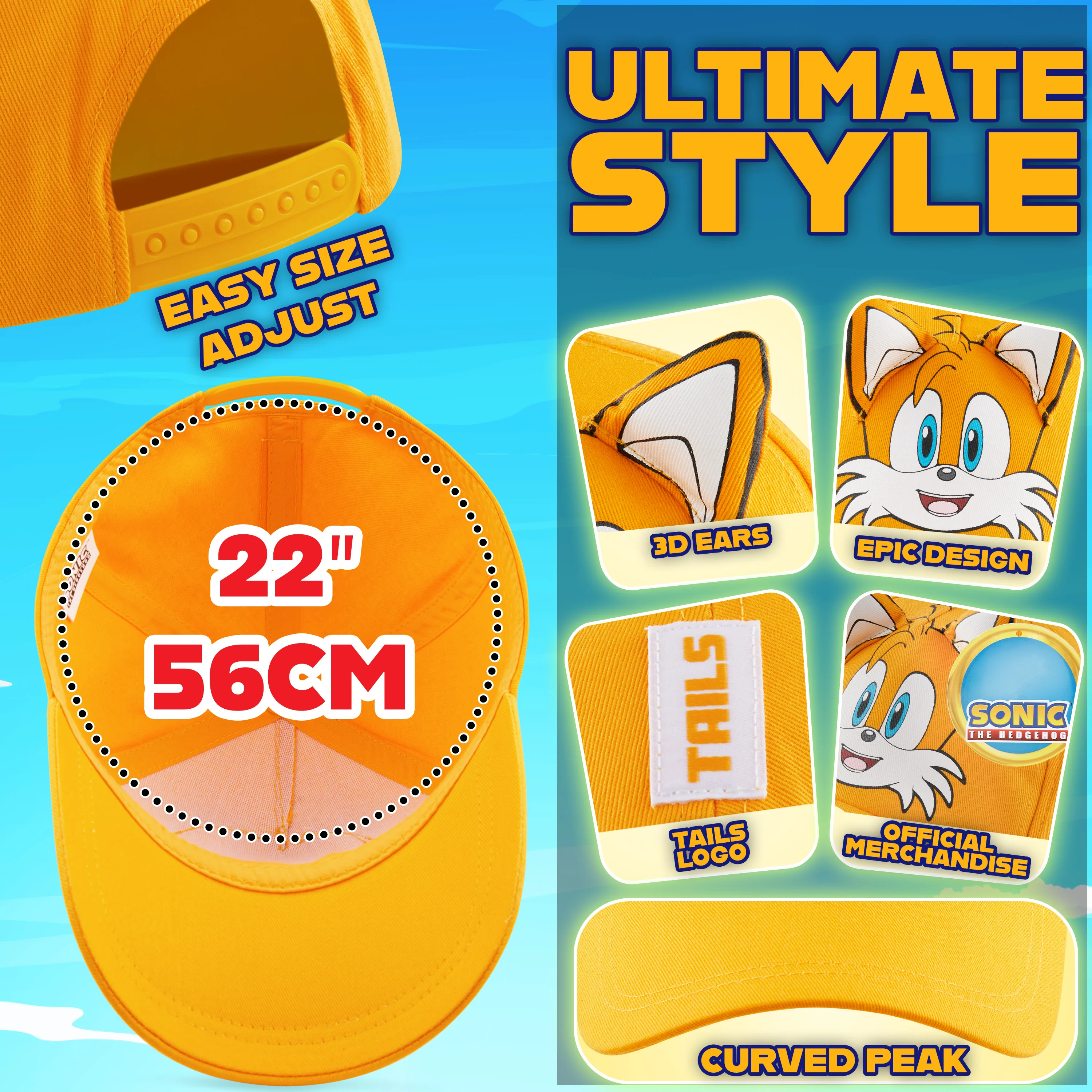 SONIC THE HEDGEHOG Cap for Boys Peaked Baseball Cap Sun Hat Knuckles Shadow Sports Holiday Essentials Gamer Gifts for Boys - Image 5