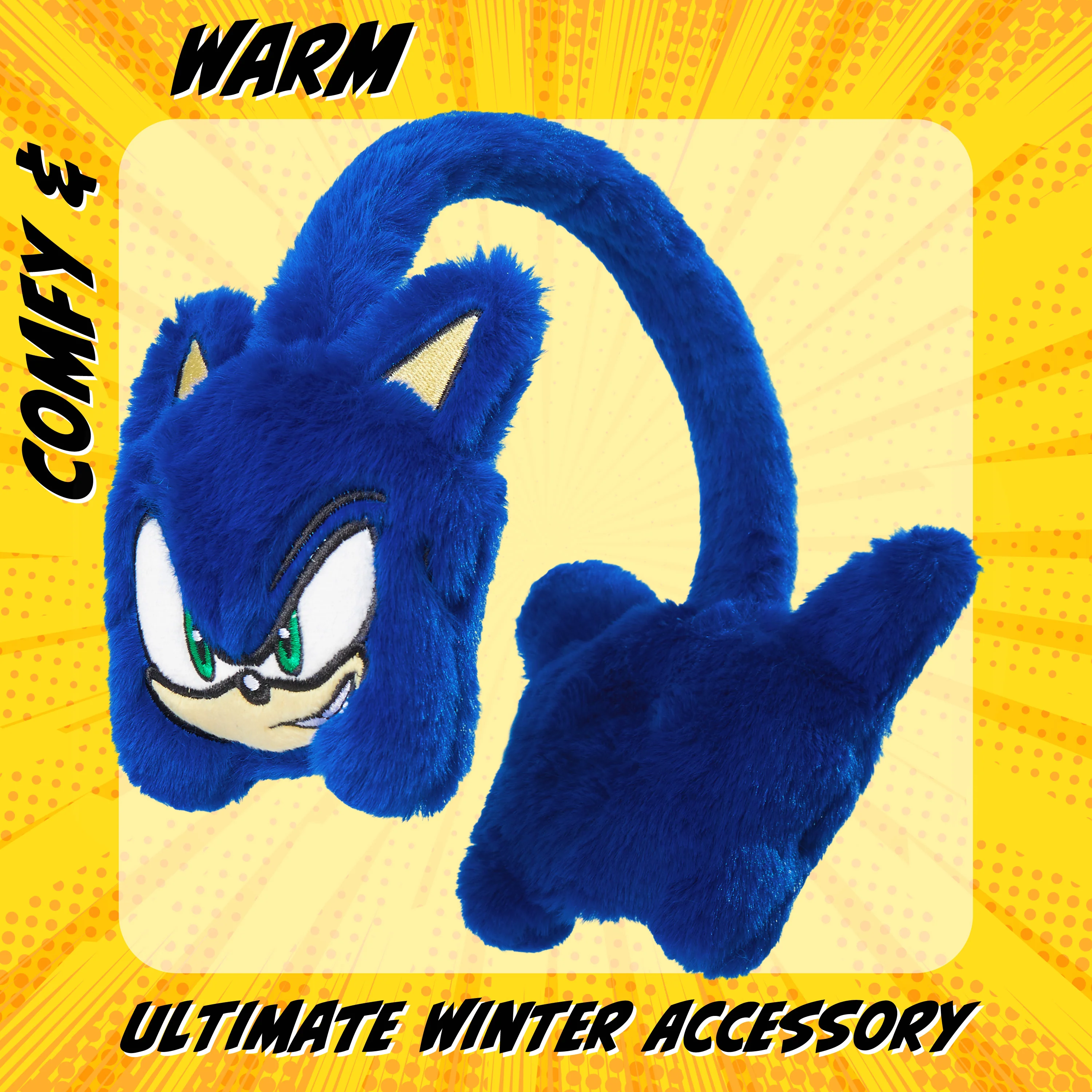SONIC THE HEDGEHOG Kids Earmuffs for Boys Girls Teens Plush Fluffy Ear Covers Winter Accessories for School Travel Days Out Gifts for Gamers - Image 4