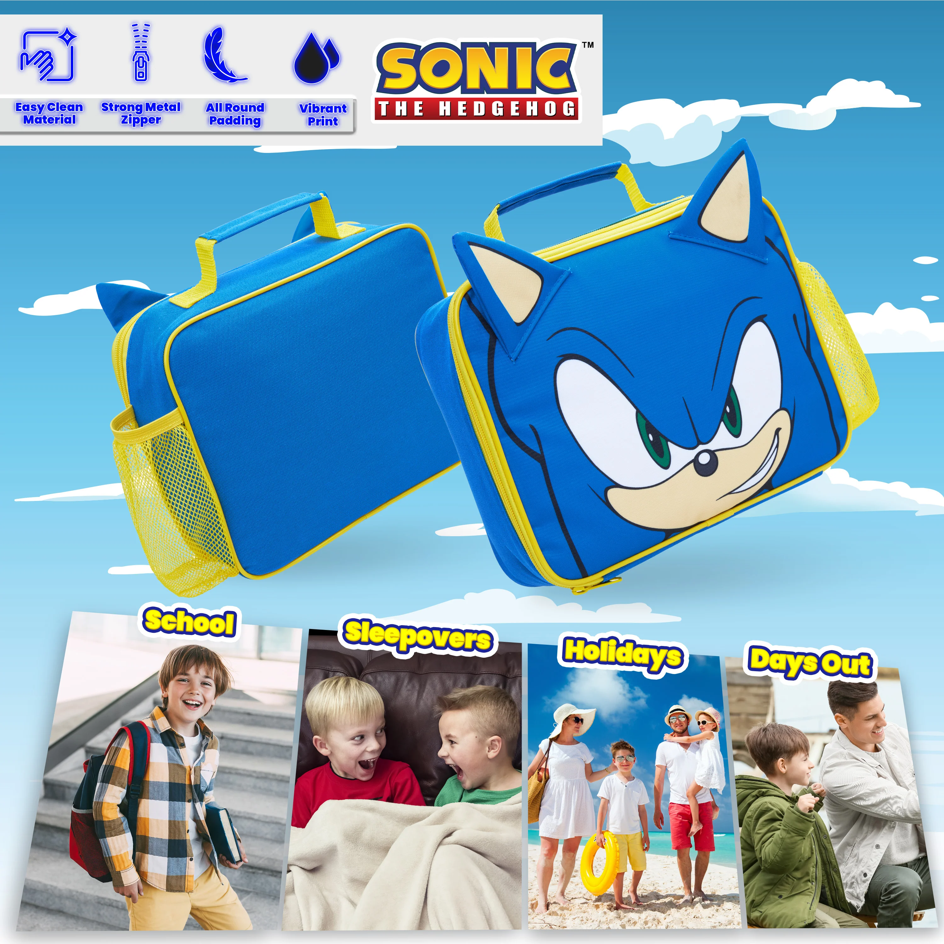 Sonic The Hedgehog Lunch Box Kids Insulated Lunch Bag for Boys (Blue/Yellow) - Image 5