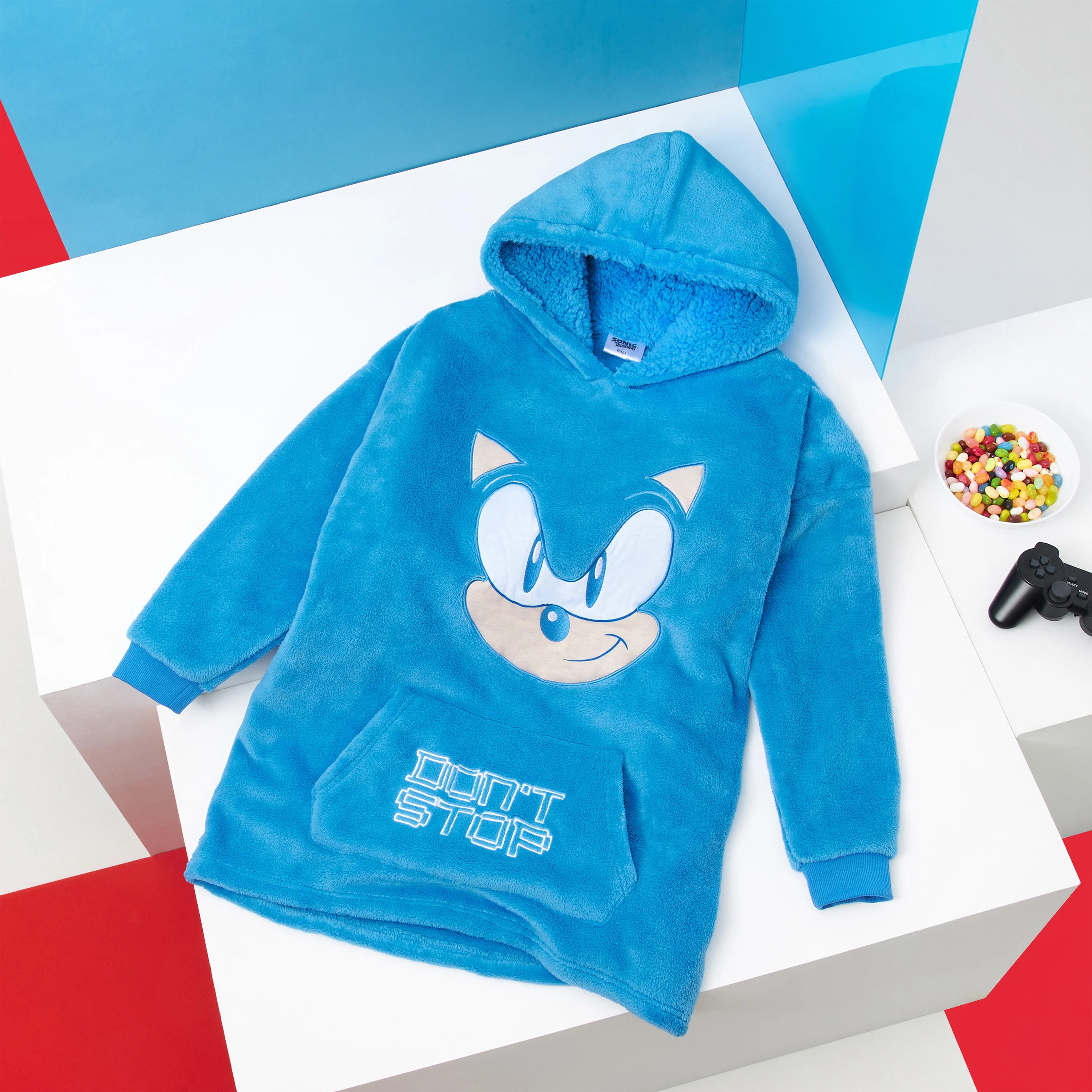 Sonic The Hedgehog Oversized Hoodie Blanket for Kids, Sonic Gifts for Boys (Blue) - Image 3