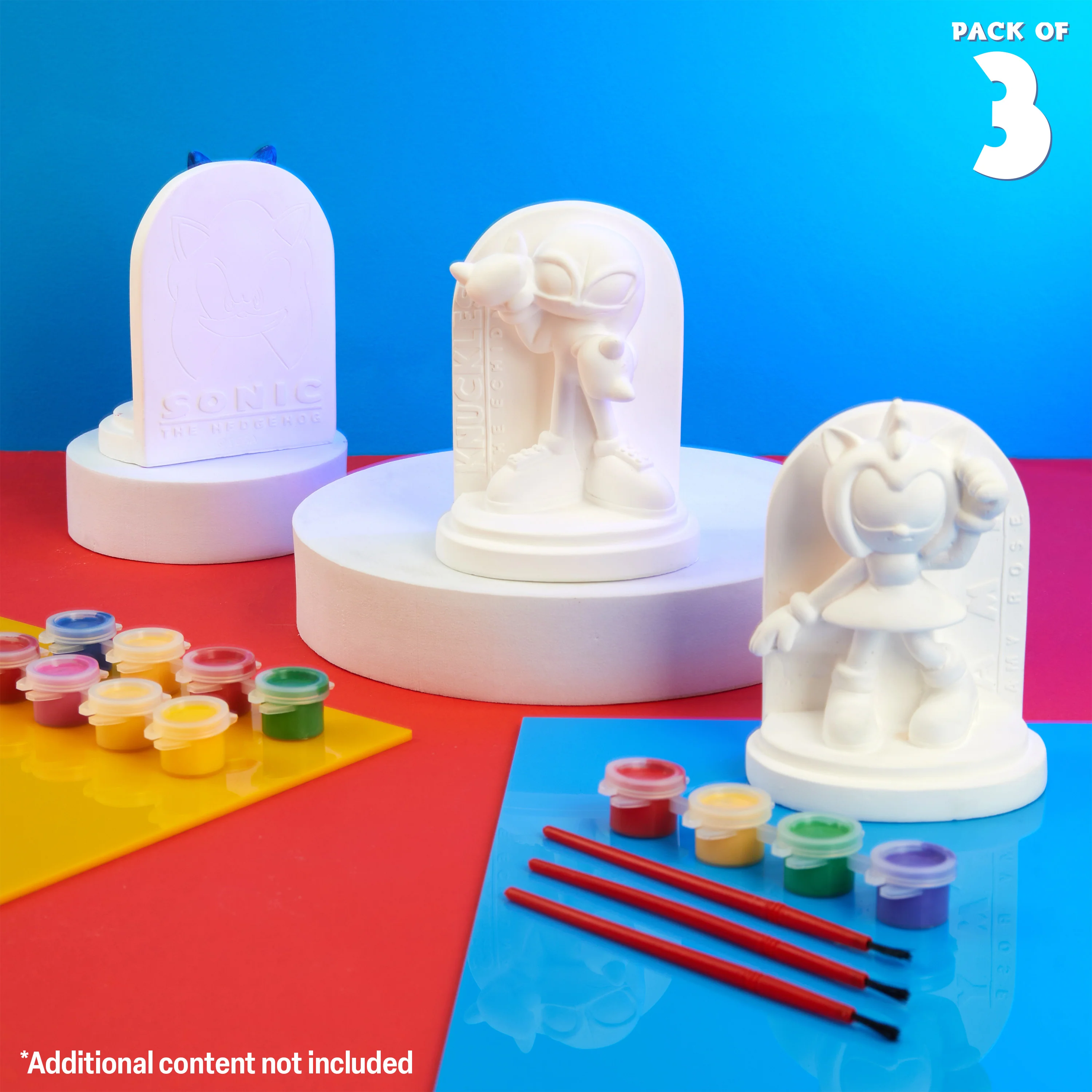SONIC THE HEDGEHOG Paint Your Own Figures Set of 3 - DIY Crafts Art Set - Image 2