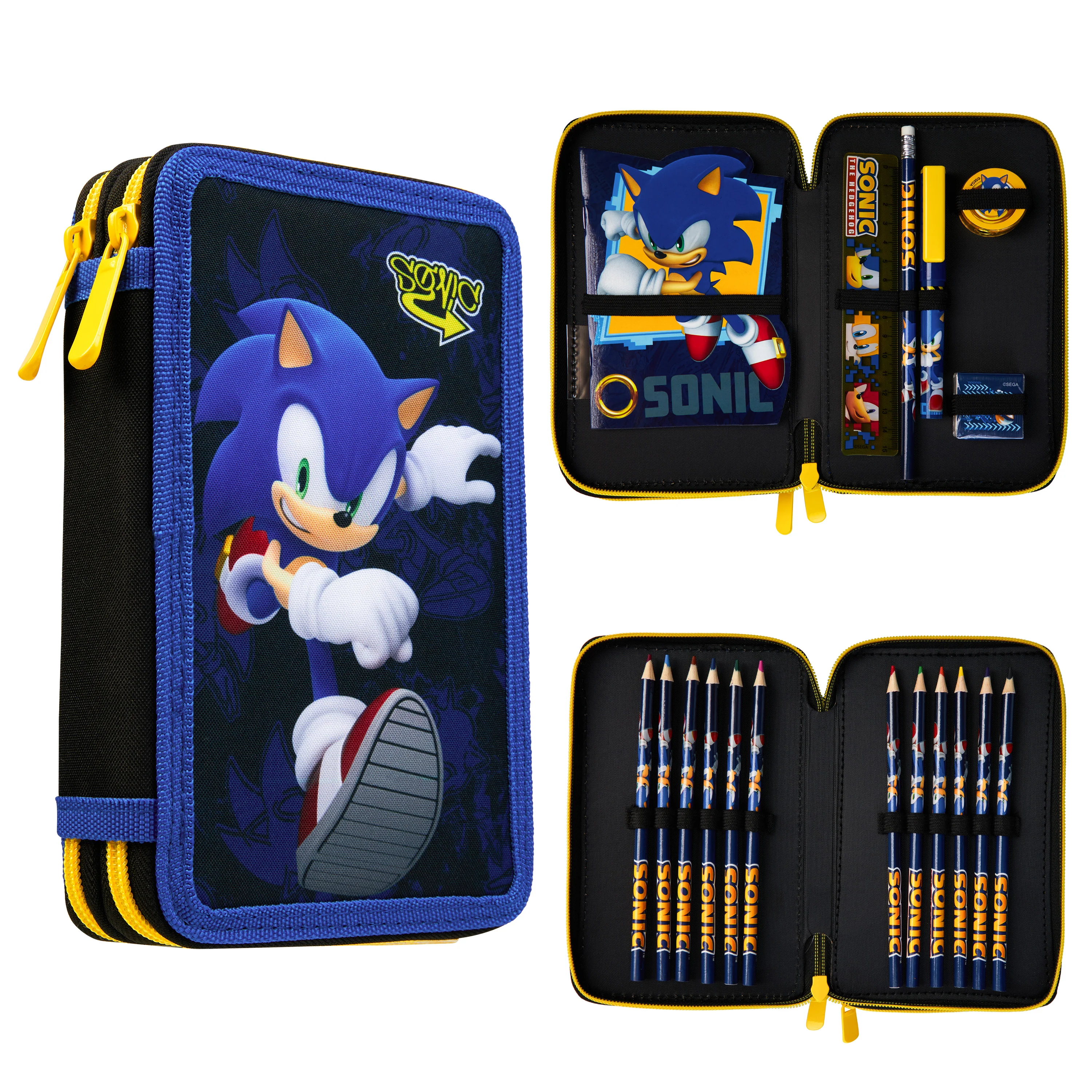 Sonic The Hedgehog Pencil Case with Stationery Included School Supplies Filled Pencil Case Colouring Pencils Boys Gifts