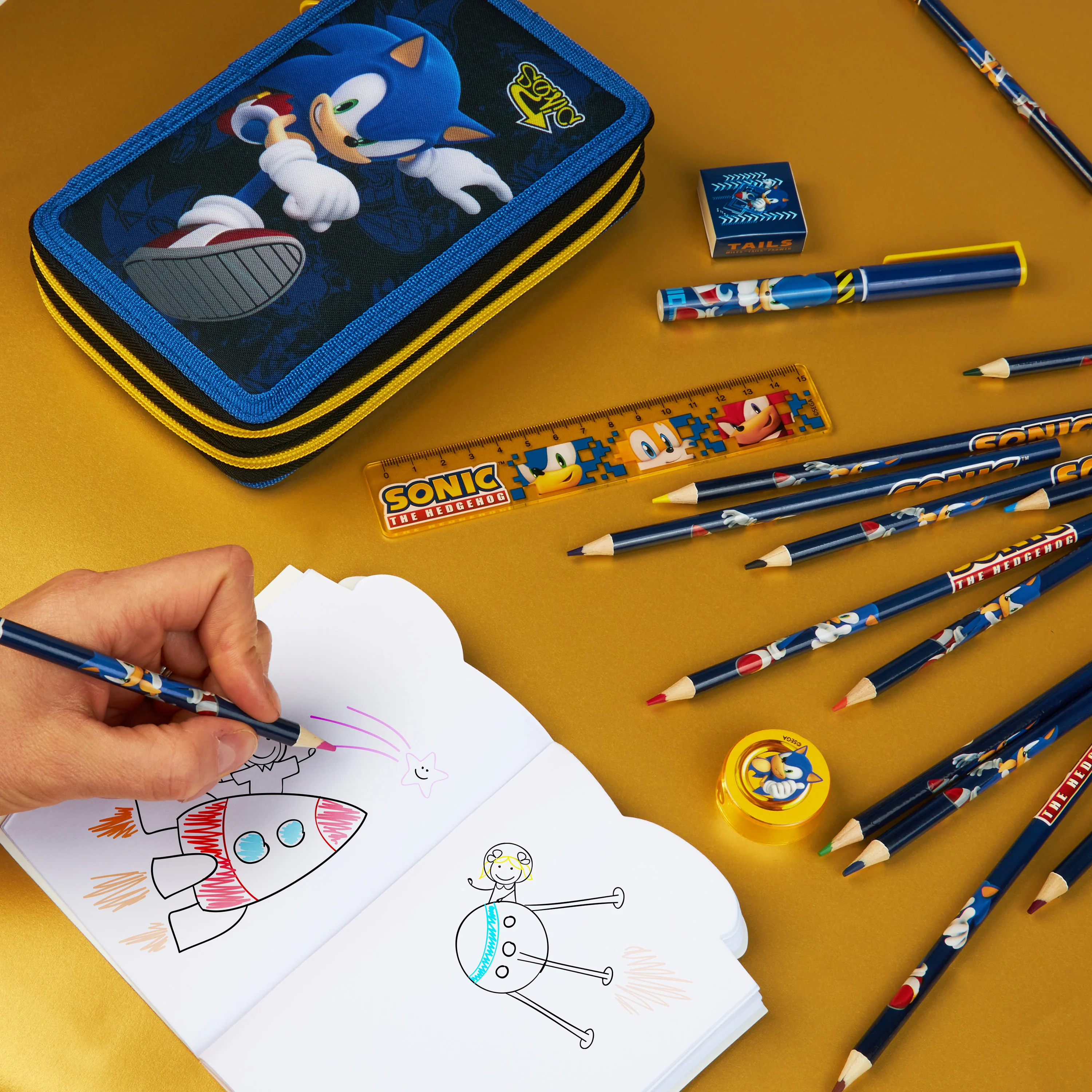 Sonic The Hedgehog Pencil Case with Stationery Included School Supplies Filled Pencil Case Colouring Pencils Boys Gifts - Image 2