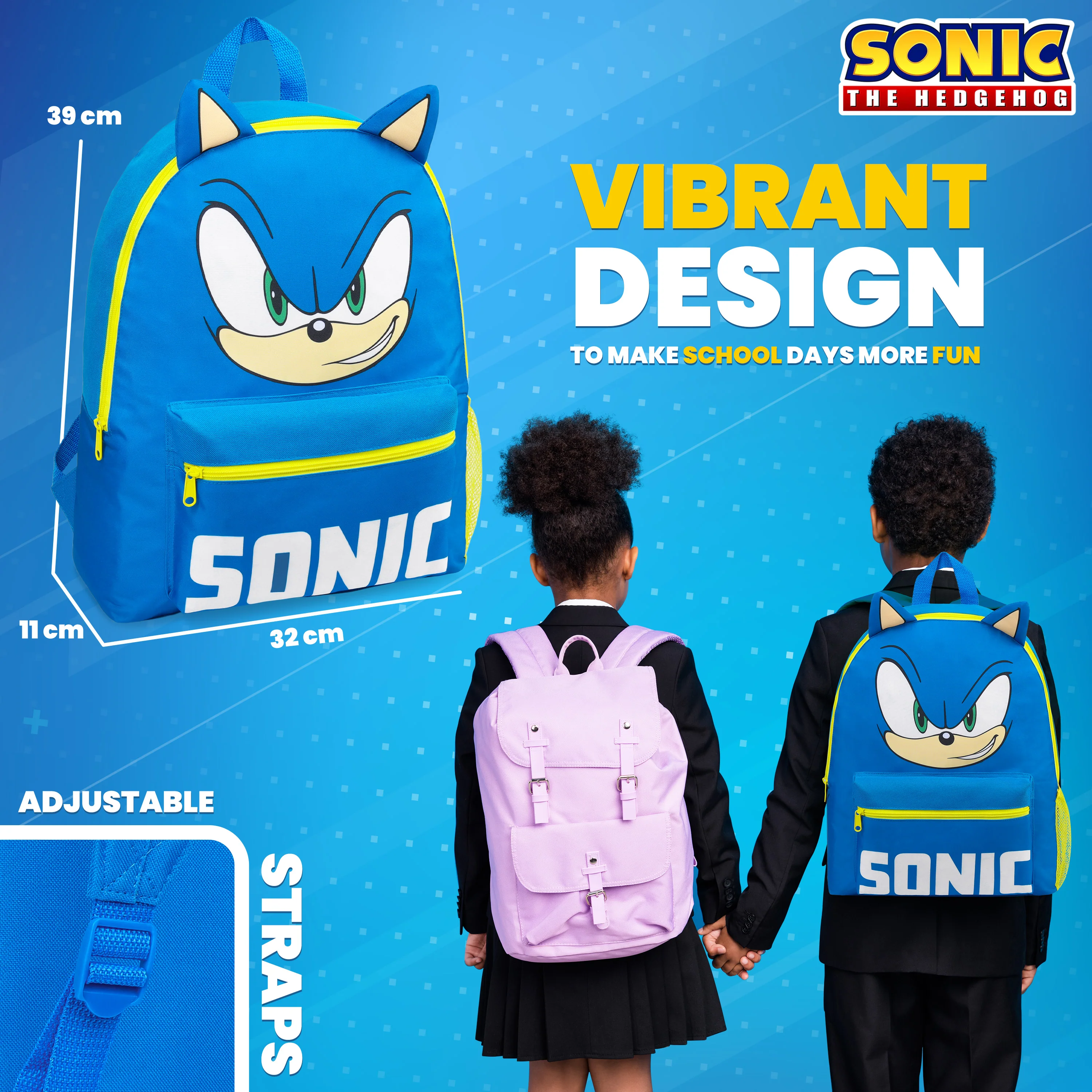 Sonic The Hedgehog School Bag Kids Backpack for Boys Blue, Kids Backpack - Image 6