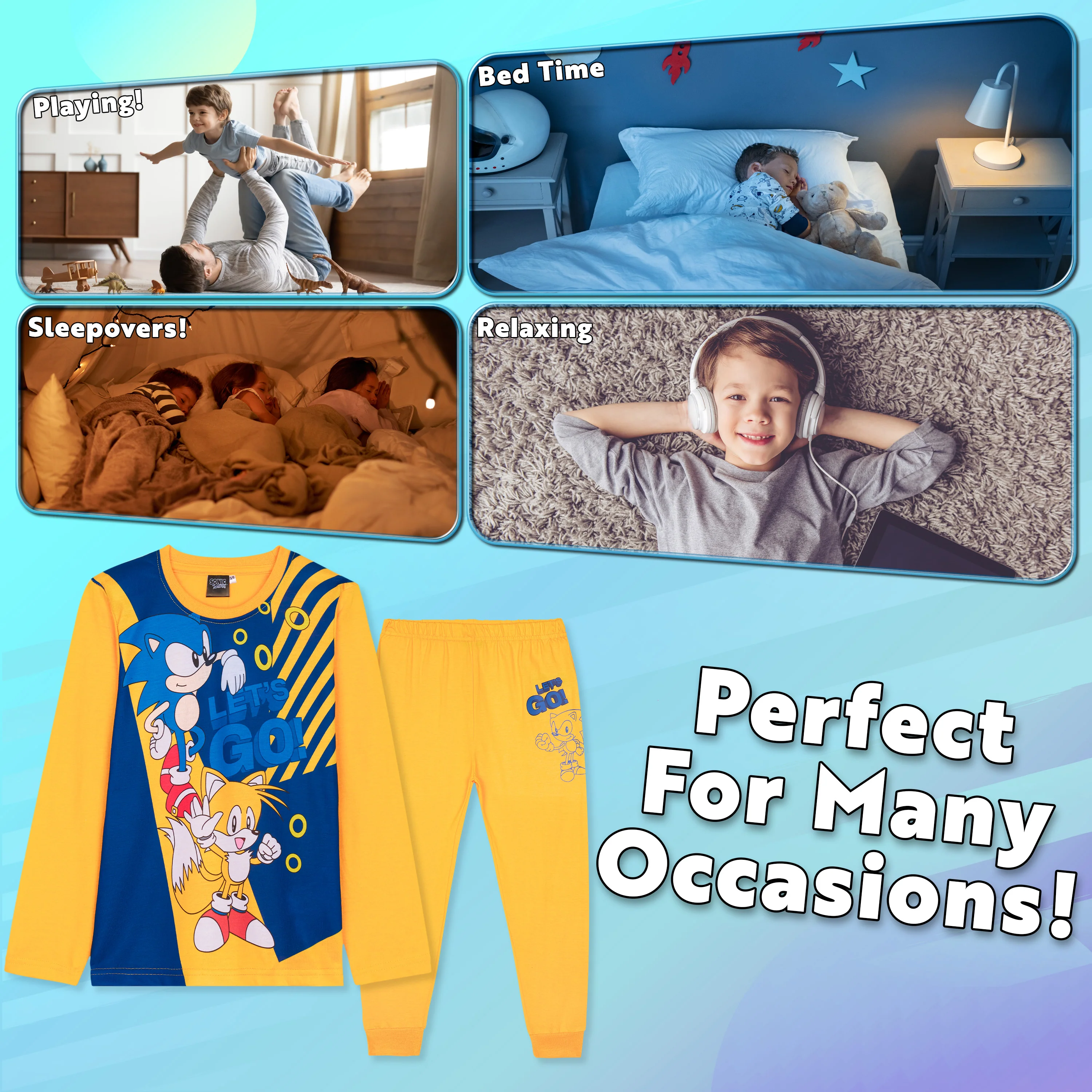 SONIC THE HEDGEHOG, Shadow Boys Long Sleeve Pyjama Set, Cosy Nightwear Soft PJs - Image 3