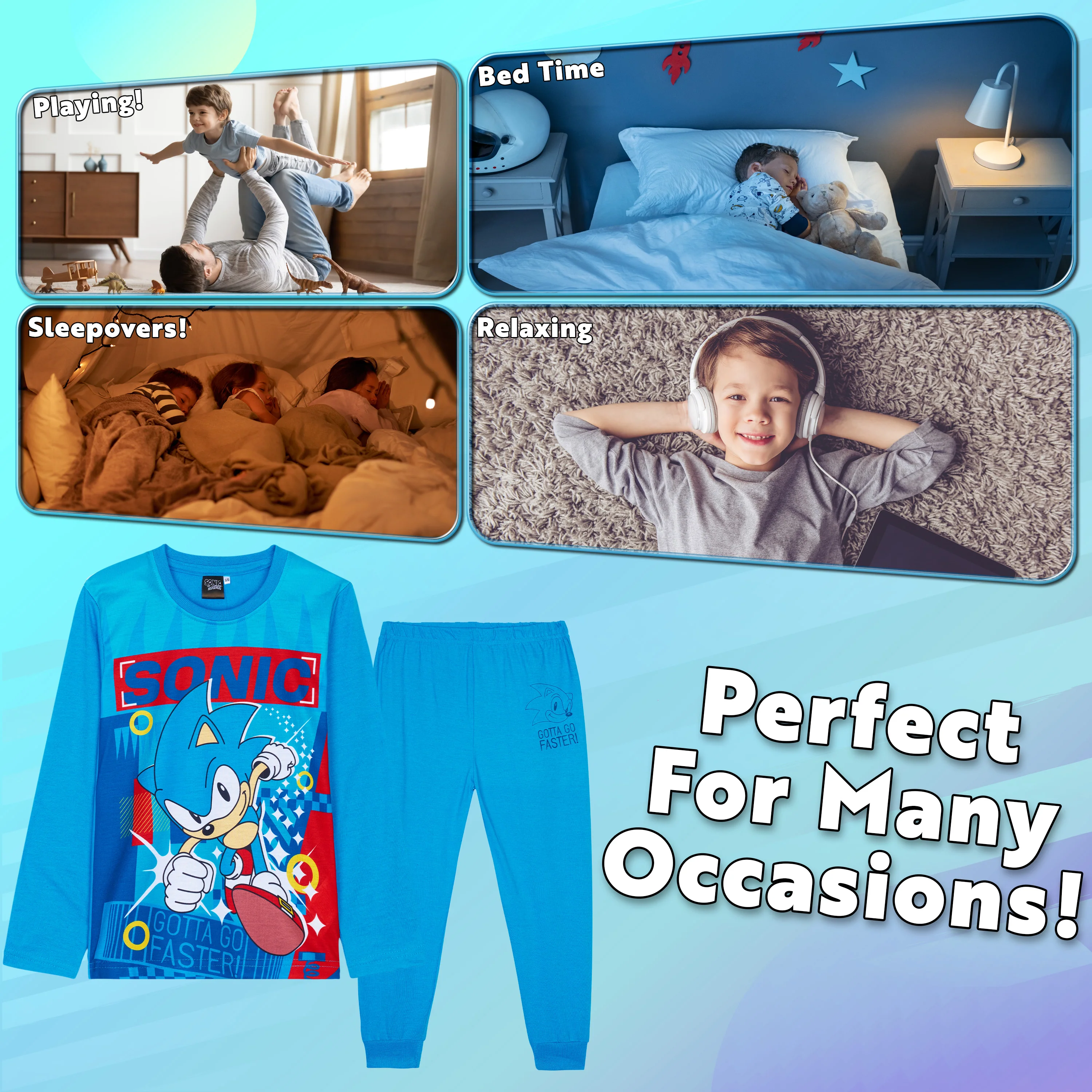 SONIC THE HEDGEHOG, Shadow Boys Long Sleeve Pyjama Set, Cosy Nightwear Soft PJs - Image 3
