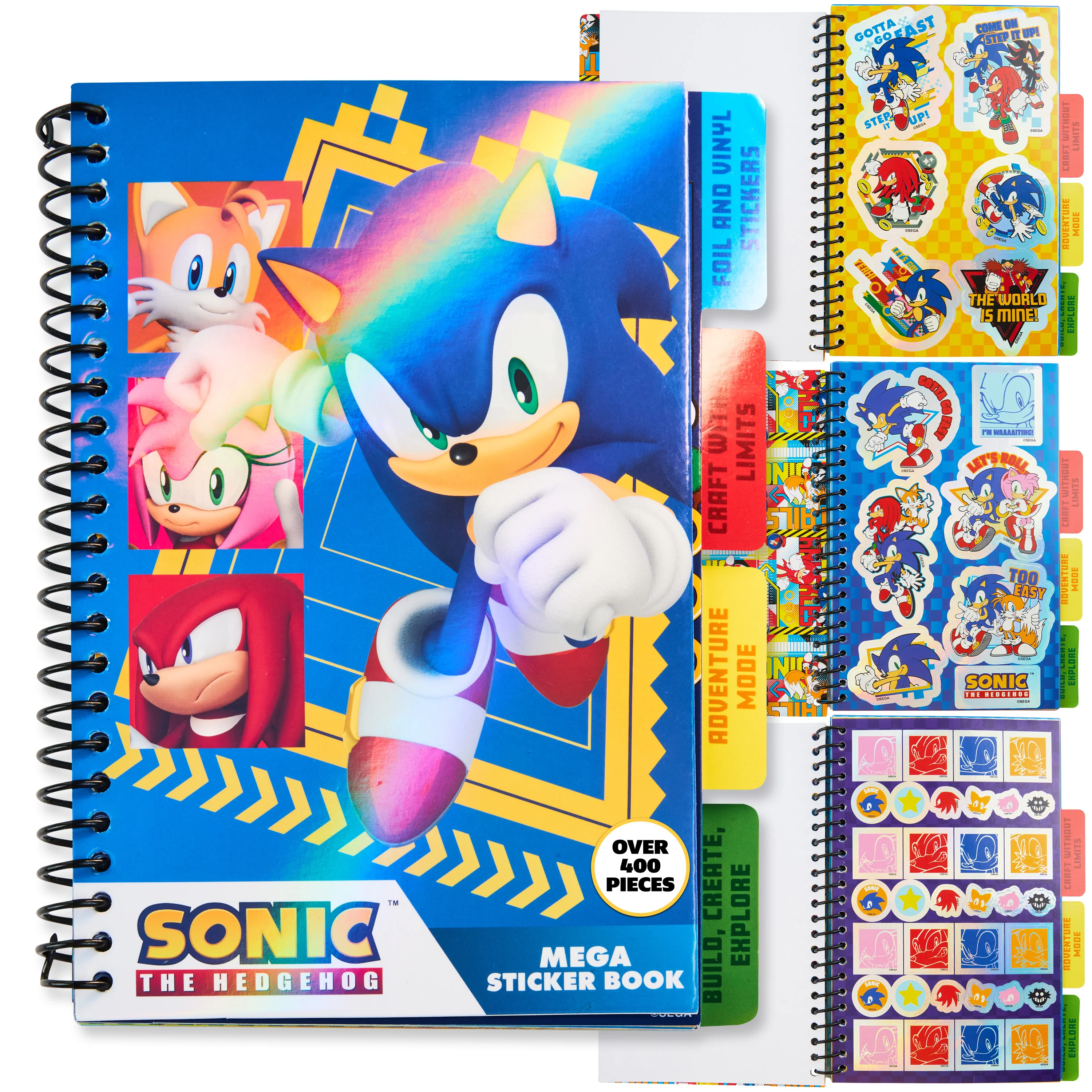 SONIC THE HEDGEHOG Sticker Book for Kids Teens Activity Book 28 Sticker Sheets Shadow Knuckles 400+ Collector Stickers for Scrapbooking Art Activity Set
