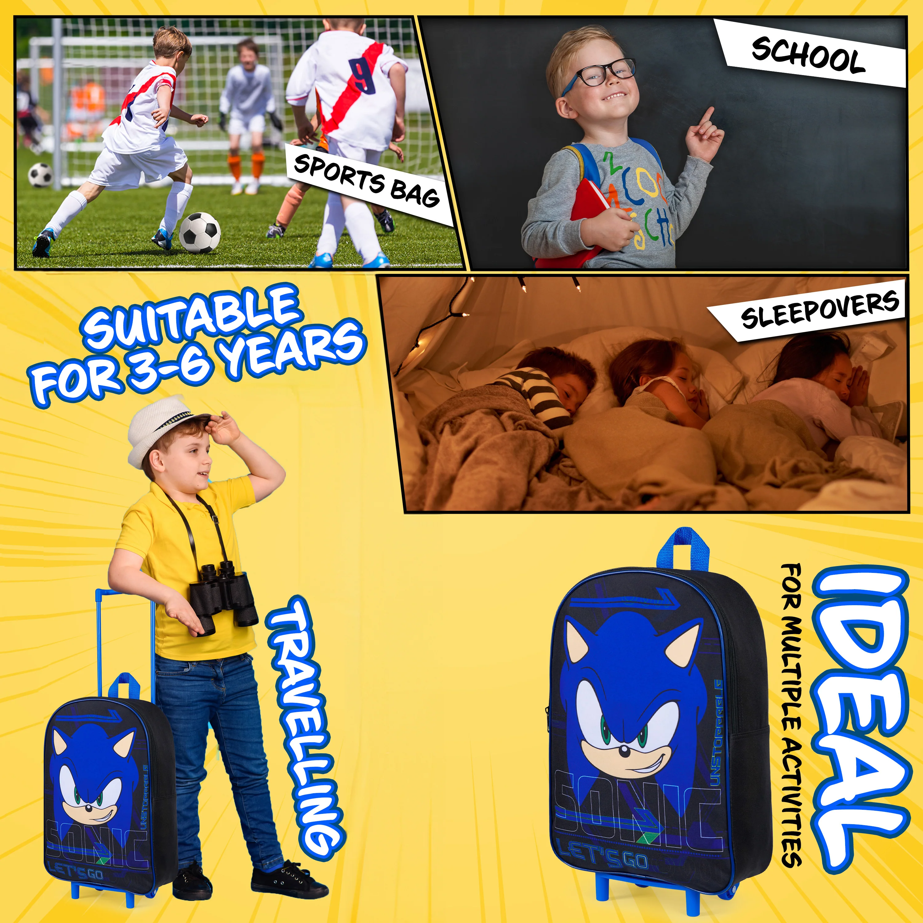 SONIC THE HEDGEHOG Suitcase - Foldable Trolley Bag 39 x 27cm 10.5 litres - Image 3