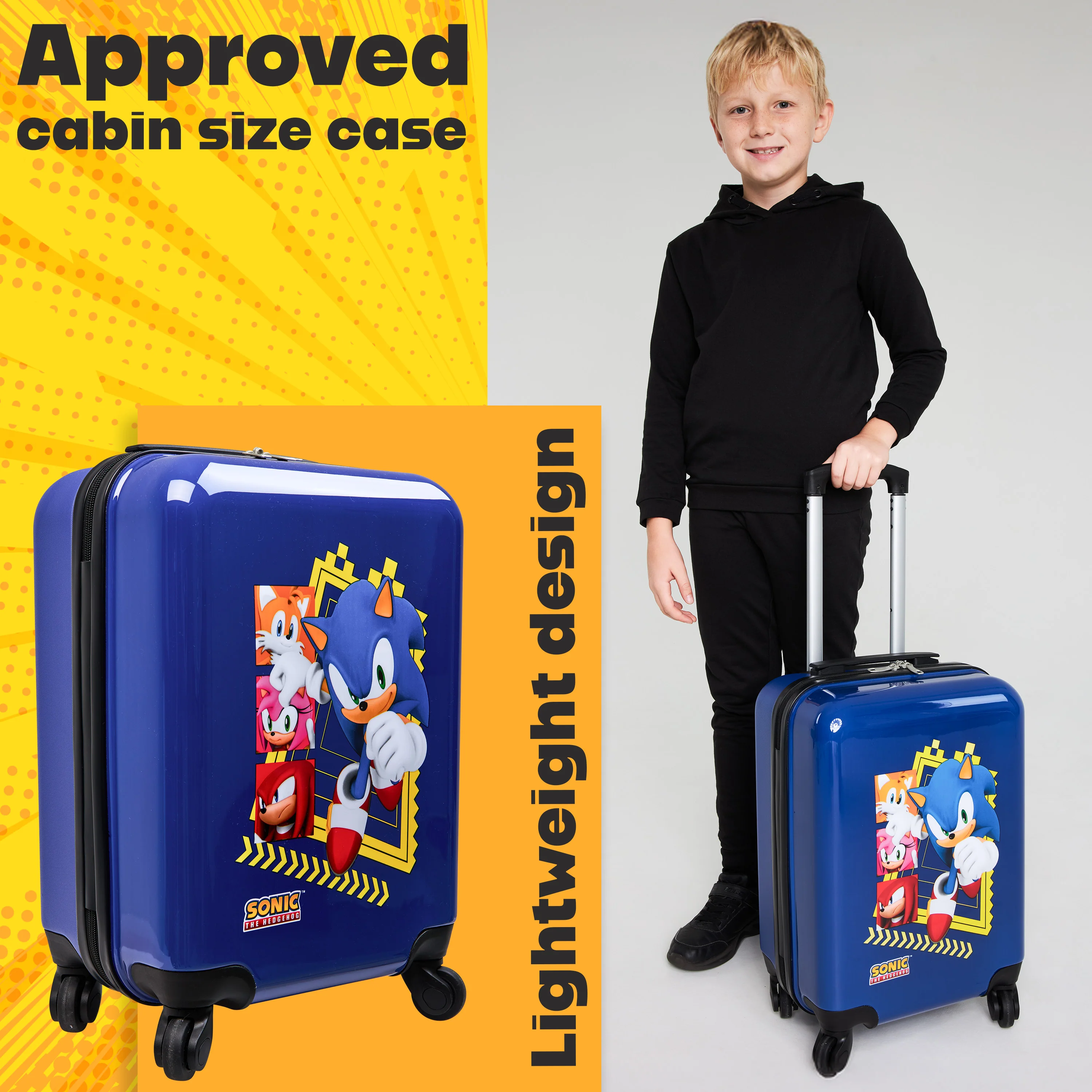 SONIC THE HEDGEHOG Suitcase for Kids, Travel Luggage 49 x 33 x 22cm, 30L Capacity, 4 Wheels - Gamer Travel Essentials - Image 3