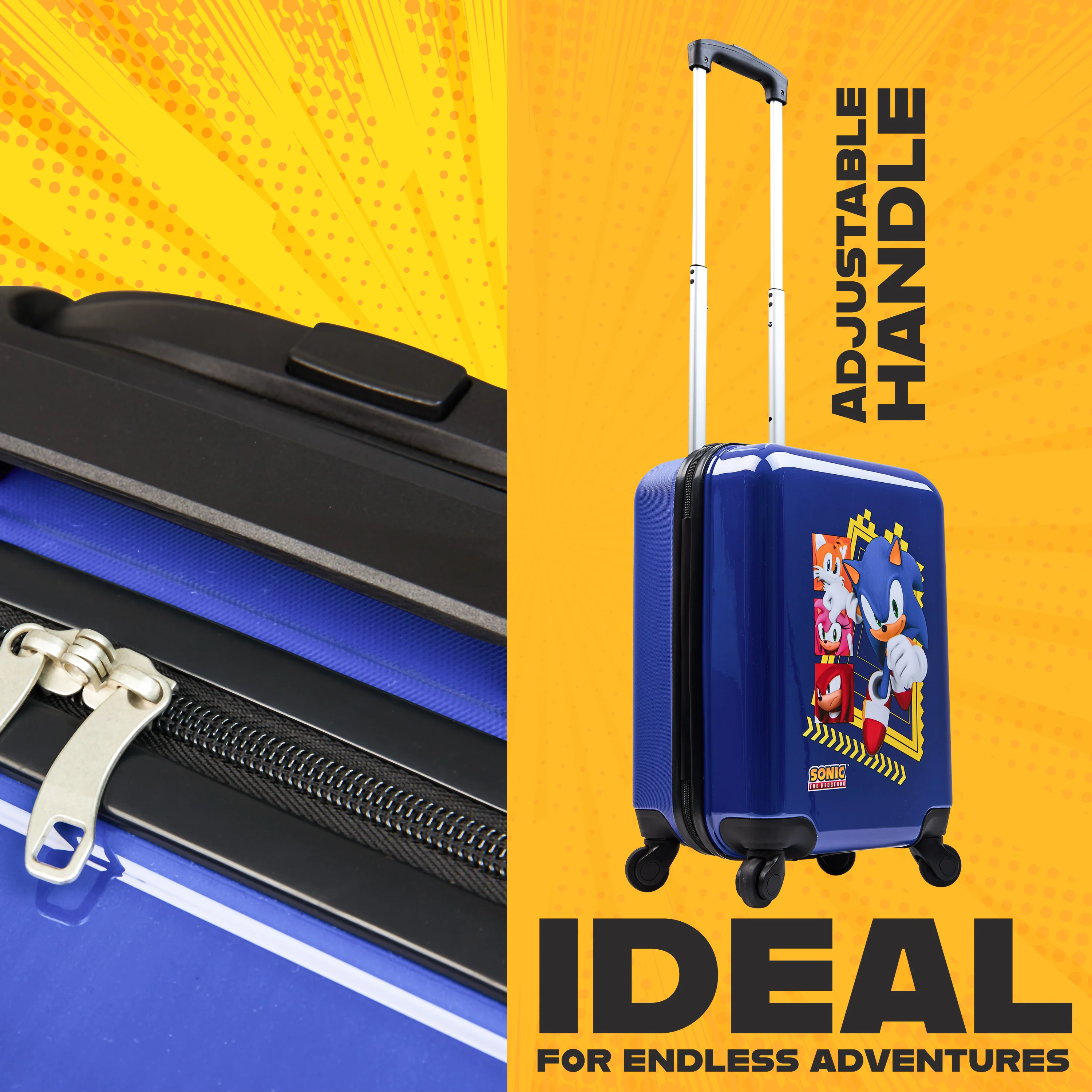 SONIC THE HEDGEHOG Suitcase for Kids, Travel Luggage 49 x 33 x 22cm, 30L Capacity, 4 Wheels - Gamer Travel Essentials - Image 4