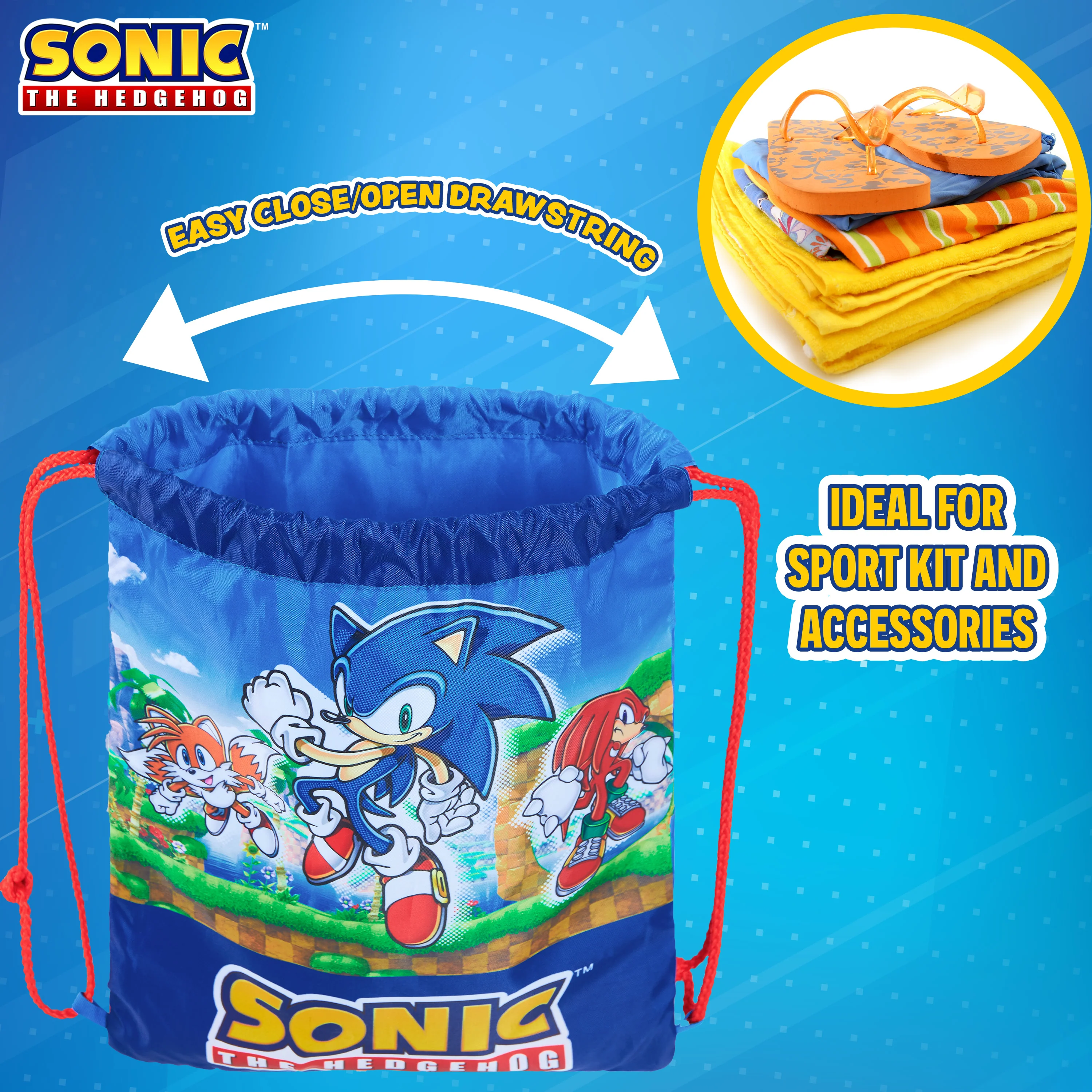 Sonic The Hedgehog Swimming Bag for Kids, Drawstring Bags - Image 5